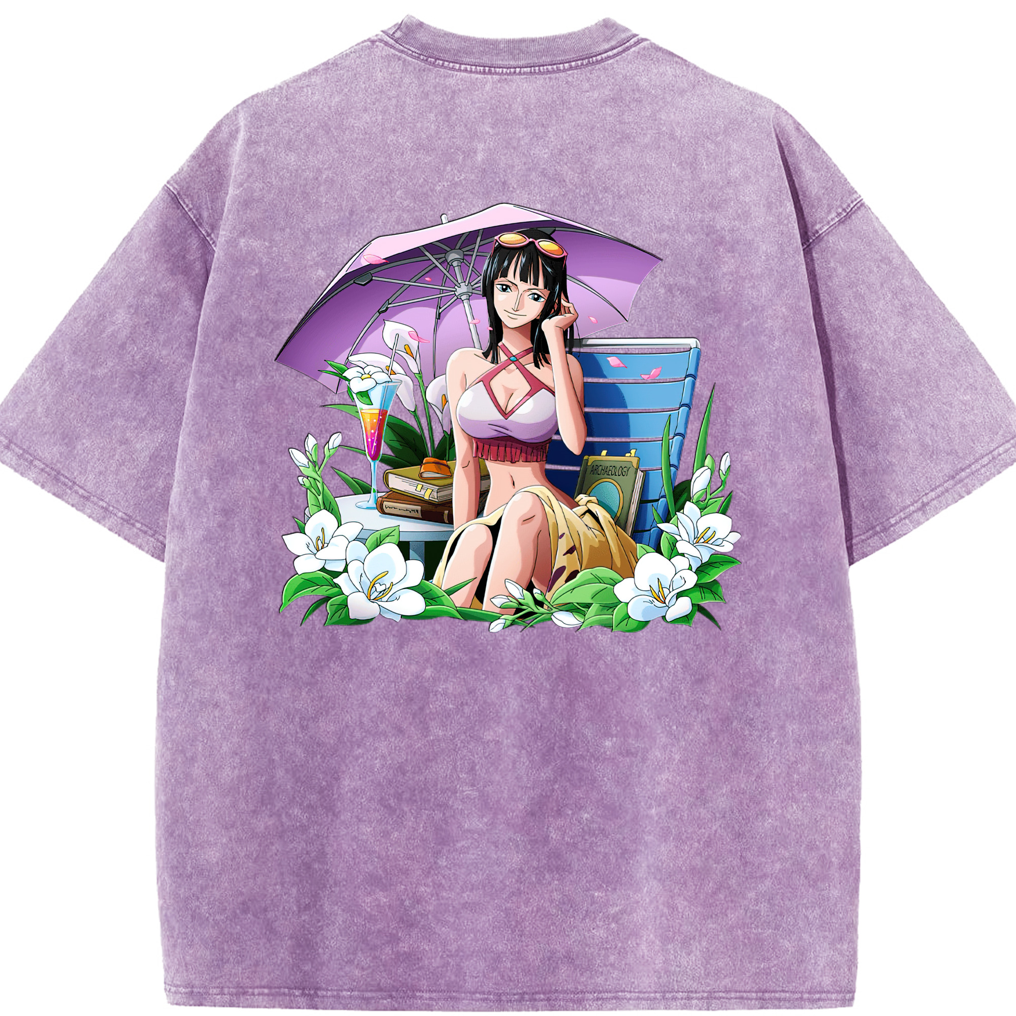 ワンピース ニコ・ロビン ONE PIECE Nico Robin 綿100% ヴィンテージ風 半袖Tシャツ（背面プリント）