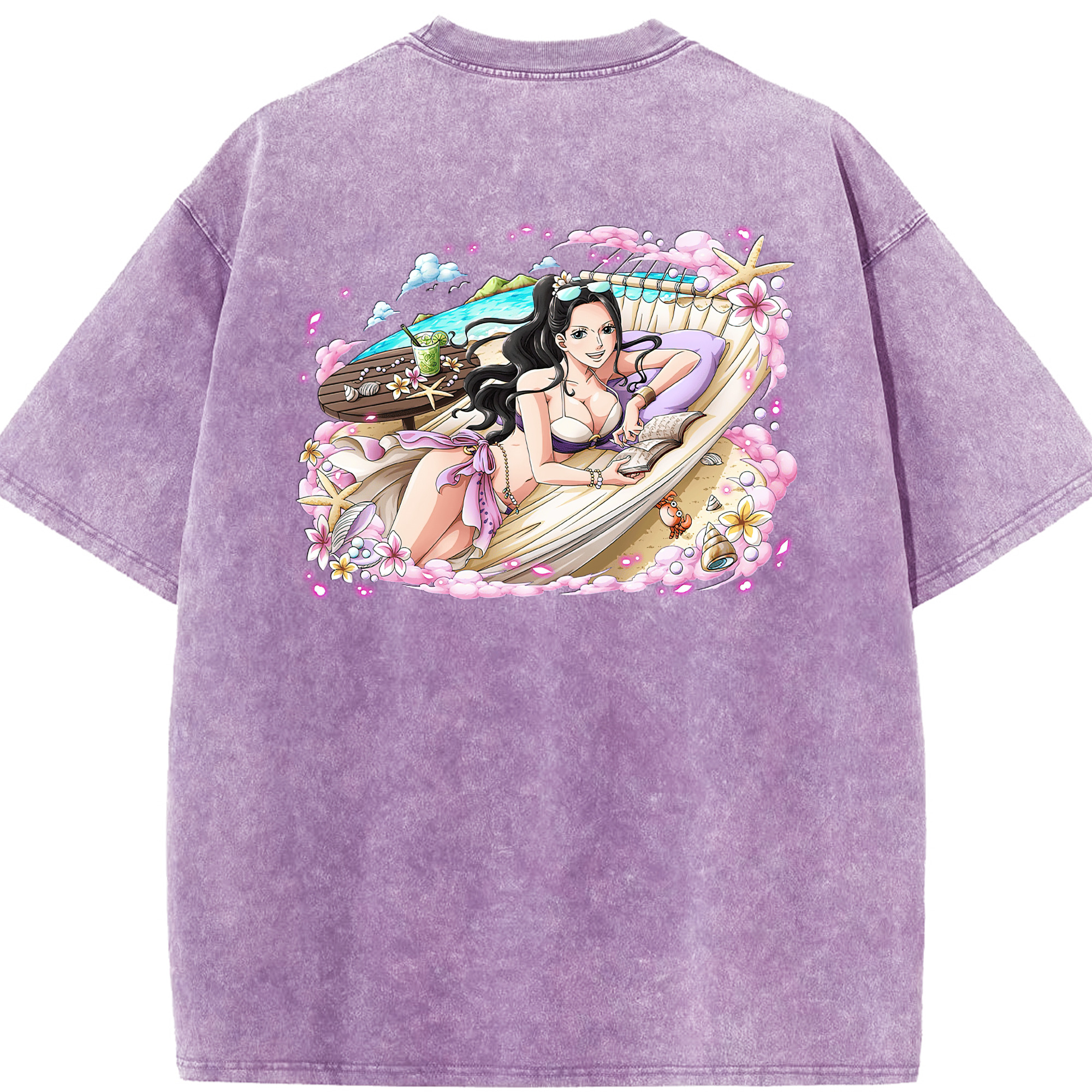 ワンピース ニコ・ロビン ONE PIECE Nico Robin 綿100% ヴィンテージ風 半袖Tシャツ（背面プリント）