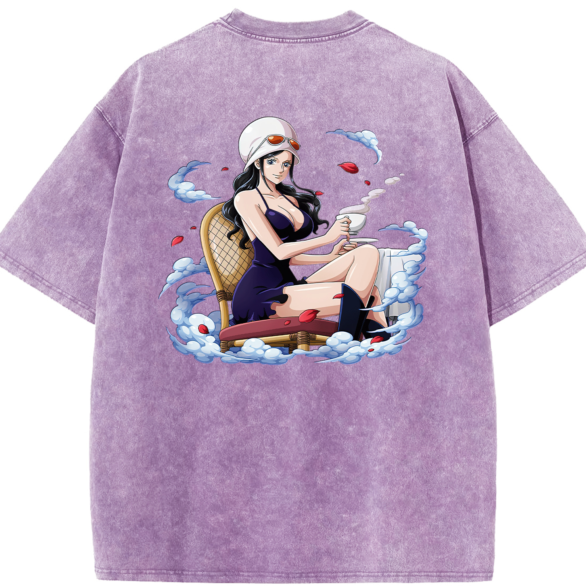ワンピース ニコ・ロビン ONE PIECE Nico Robin 綿100% ヴィンテージ風 半袖Tシャツ（背面プリント）