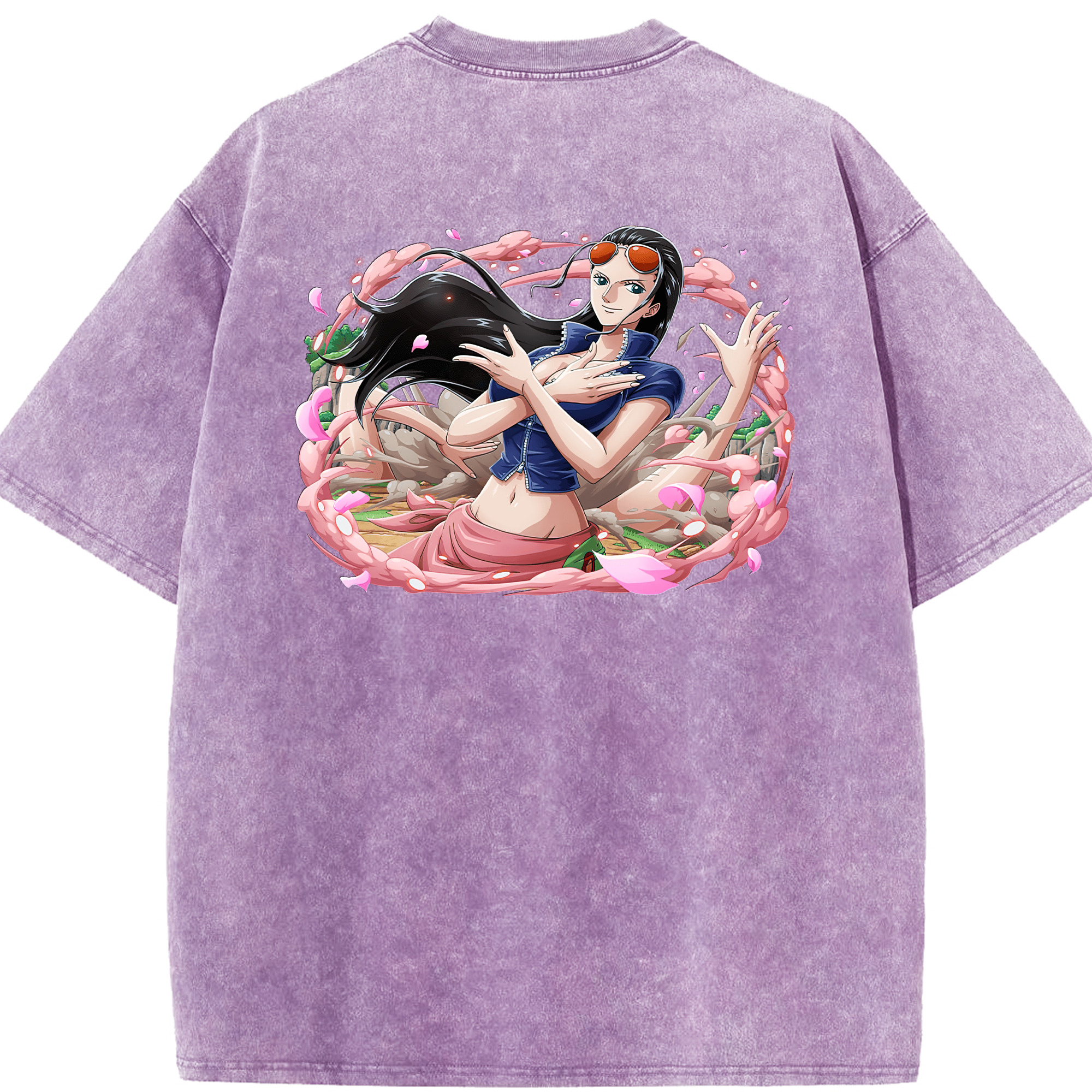 ワンピース ニコ・ロビン ONE PIECE Nico Robin 綿100% ヴィンテージ風 半袖Tシャツ（背面プリント）