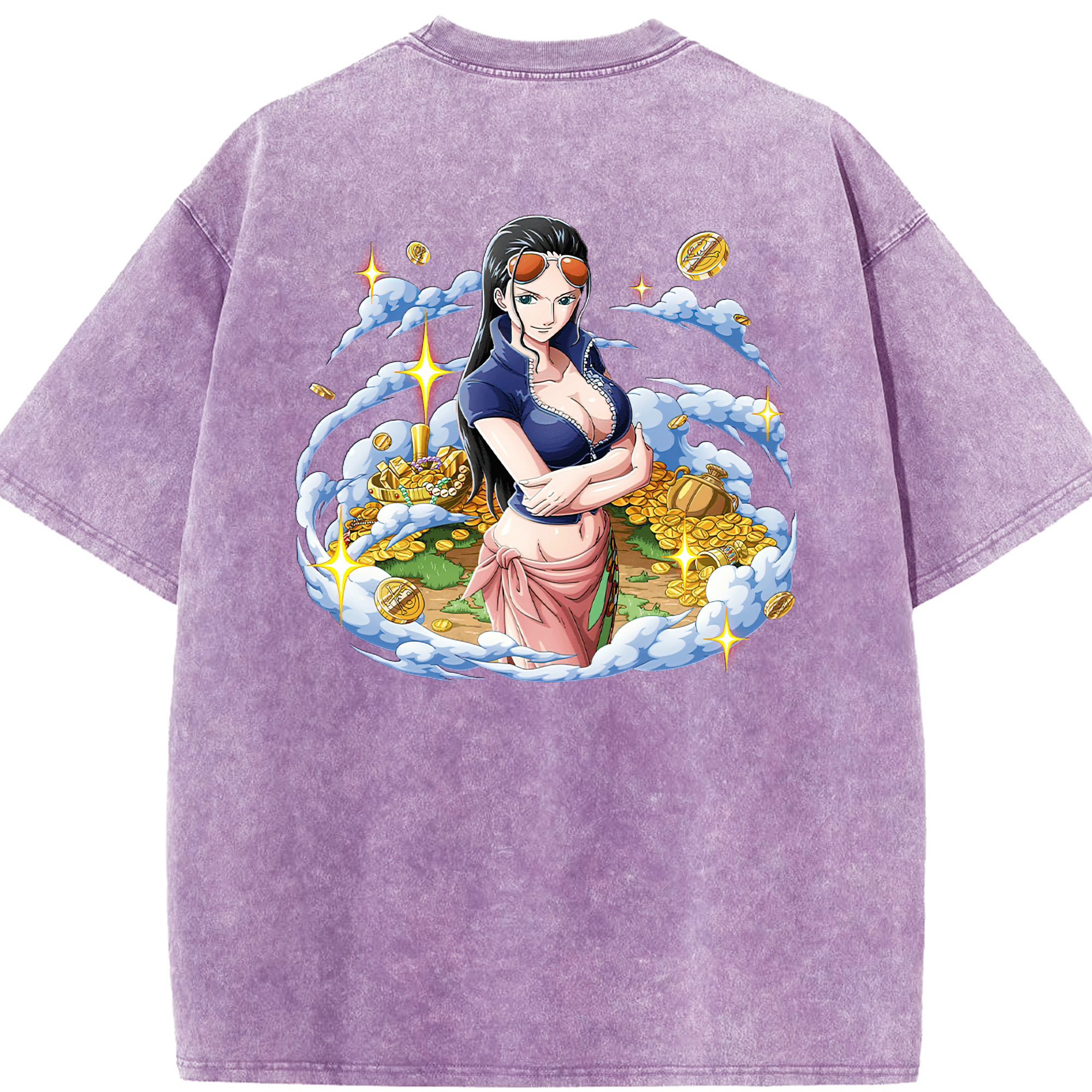 ワンピース ニコ・ロビン ONE PIECE Nico Robin 綿100% ヴィンテージ風 半袖Tシャツ（背面プリント）