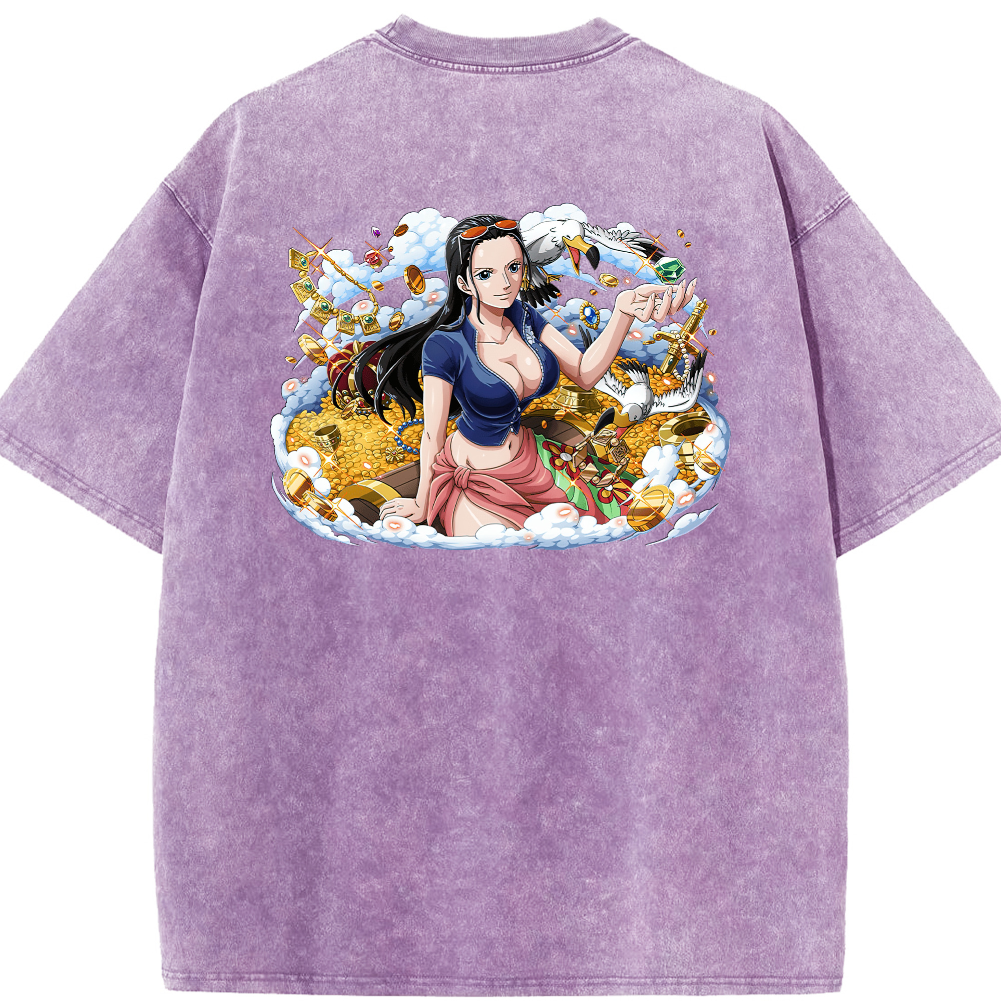 ワンピース ニコ・ロビン ONE PIECE Nico Robin 綿100% ヴィンテージ風 半袖Tシャツ（背面プリント）