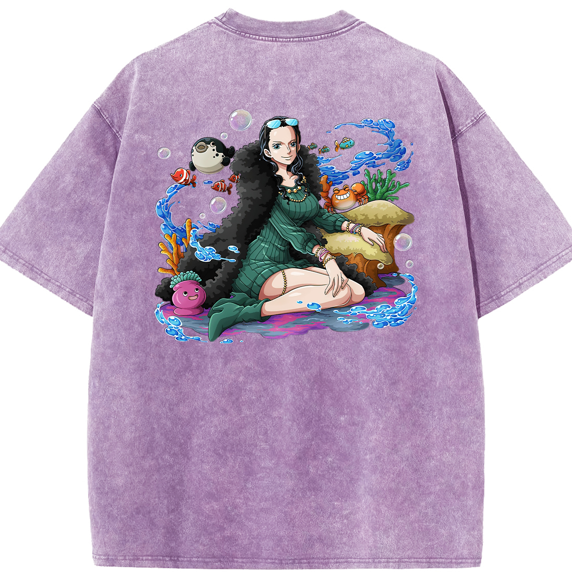 ワンピース ニコ・ロビン ONE PIECE Nico Robin 綿100% ヴィンテージ風 半袖Tシャツ（背面プリント）