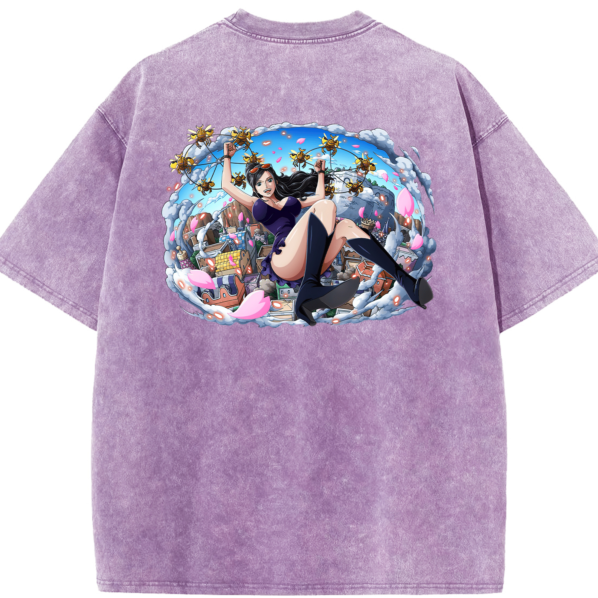 ワンピース ニコ・ロビン ONE PIECE Nico Robin 綿100% ヴィンテージ風 半袖Tシャツ（背面プリント）