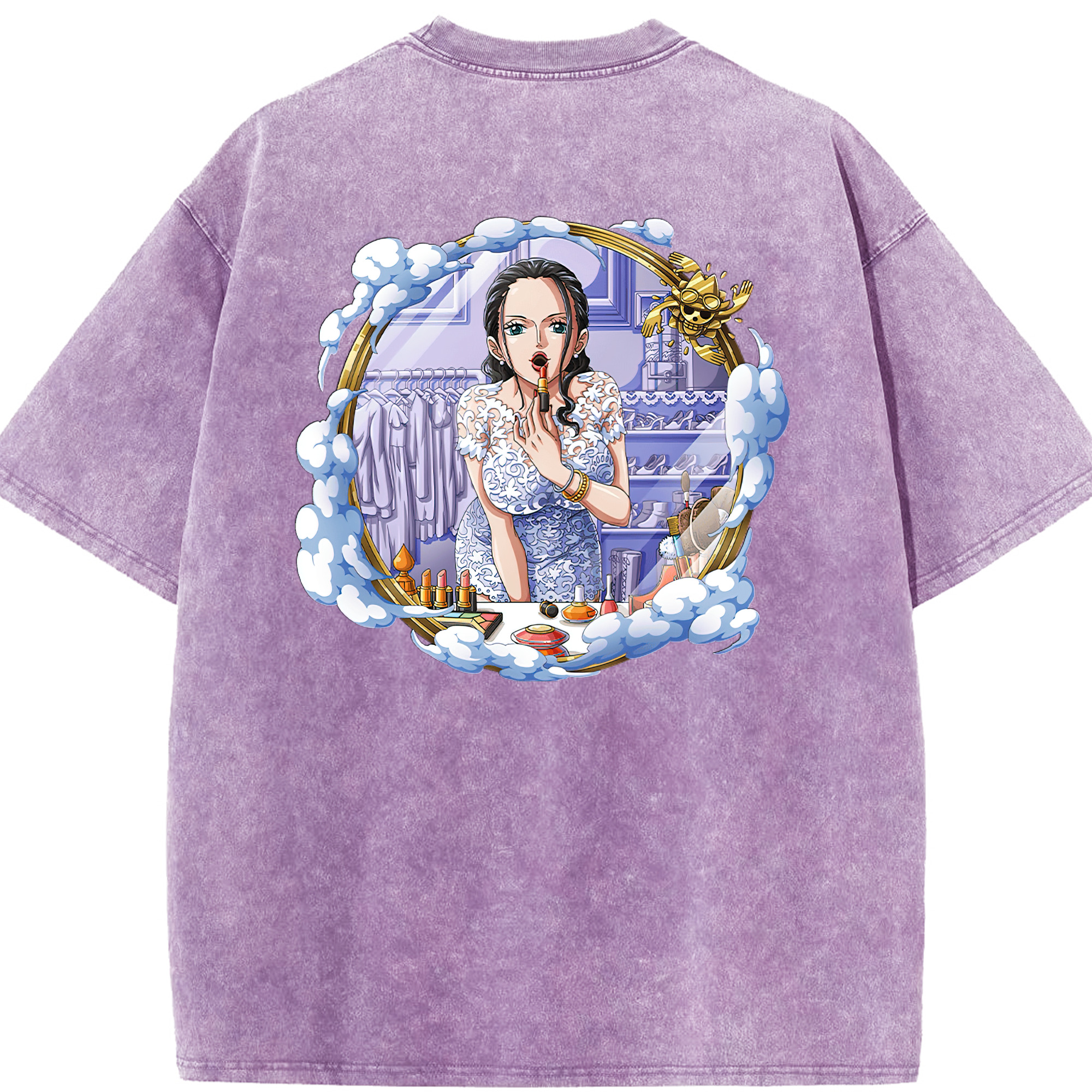 ワンピース ニコ・ロビン ONE PIECE Nico Robin 綿100% ヴィンテージ風 半袖Tシャツ（背面プリント）