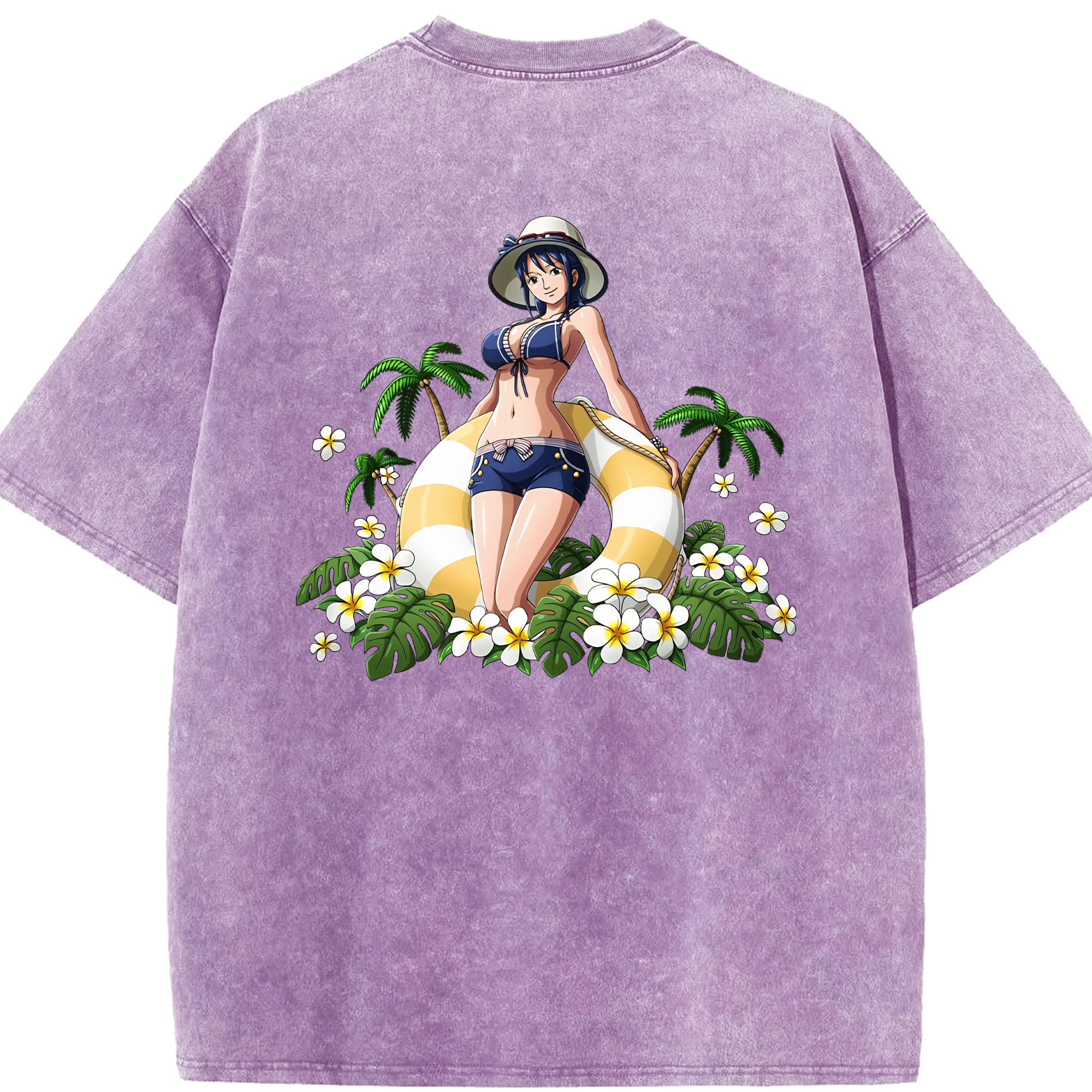 ワンピース ニコ・ロビン ONE PIECE Nico Robin 綿100% ヴィンテージ風 半袖Tシャツ（背面プリント）