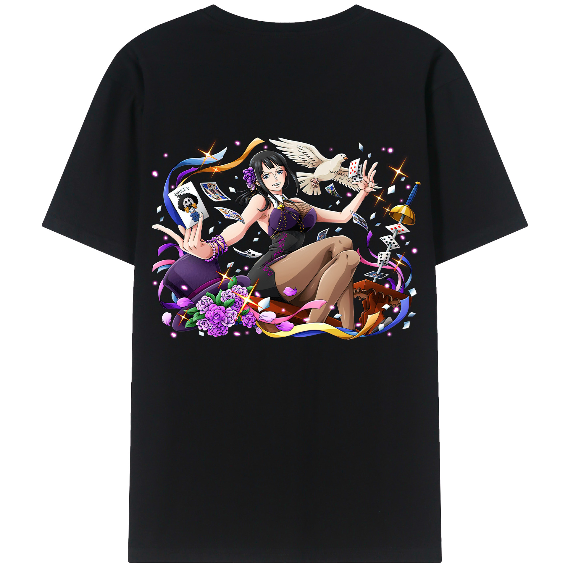 ワンピース ニコ・ロビン ONE PIECE Nico Robin 綿100％ メンズ半袖Tシャツ（バックプリント） 通気性