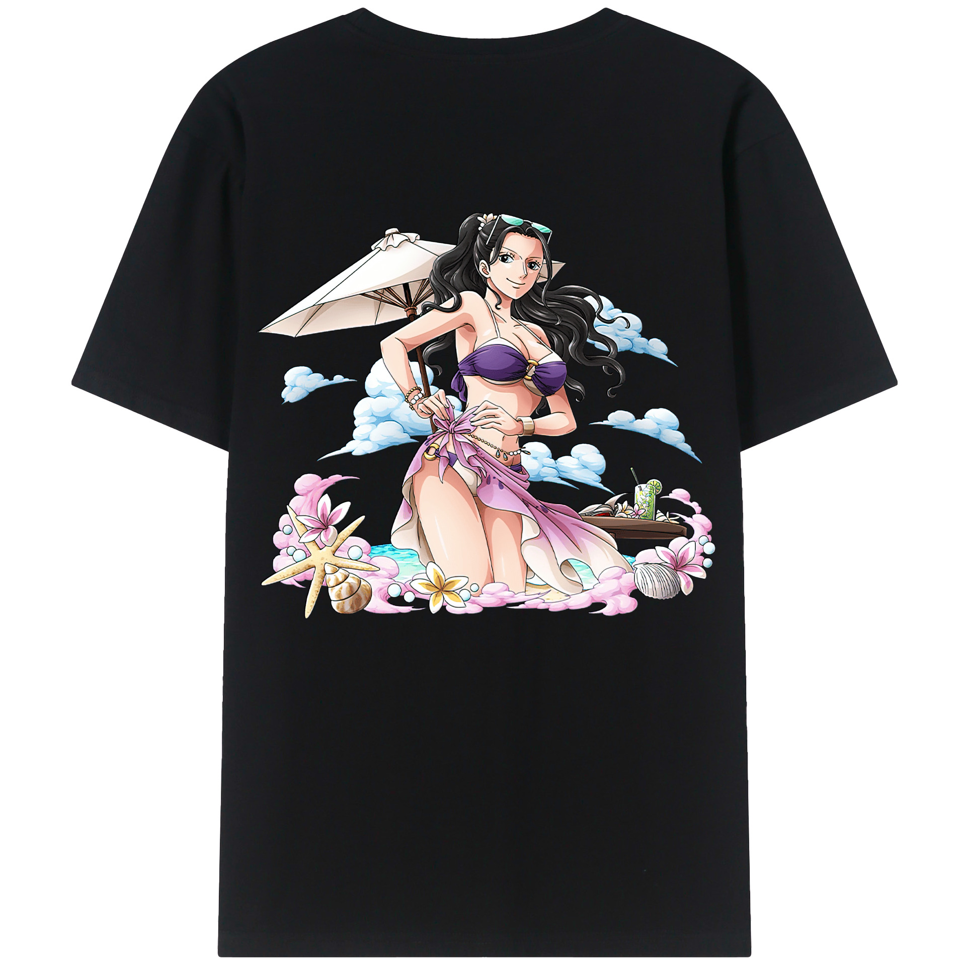 ワンピース ニコ・ロビン ONE PIECE Nico Robin 綿100％ メンズ半袖Tシャツ（バックプリント） 通気性