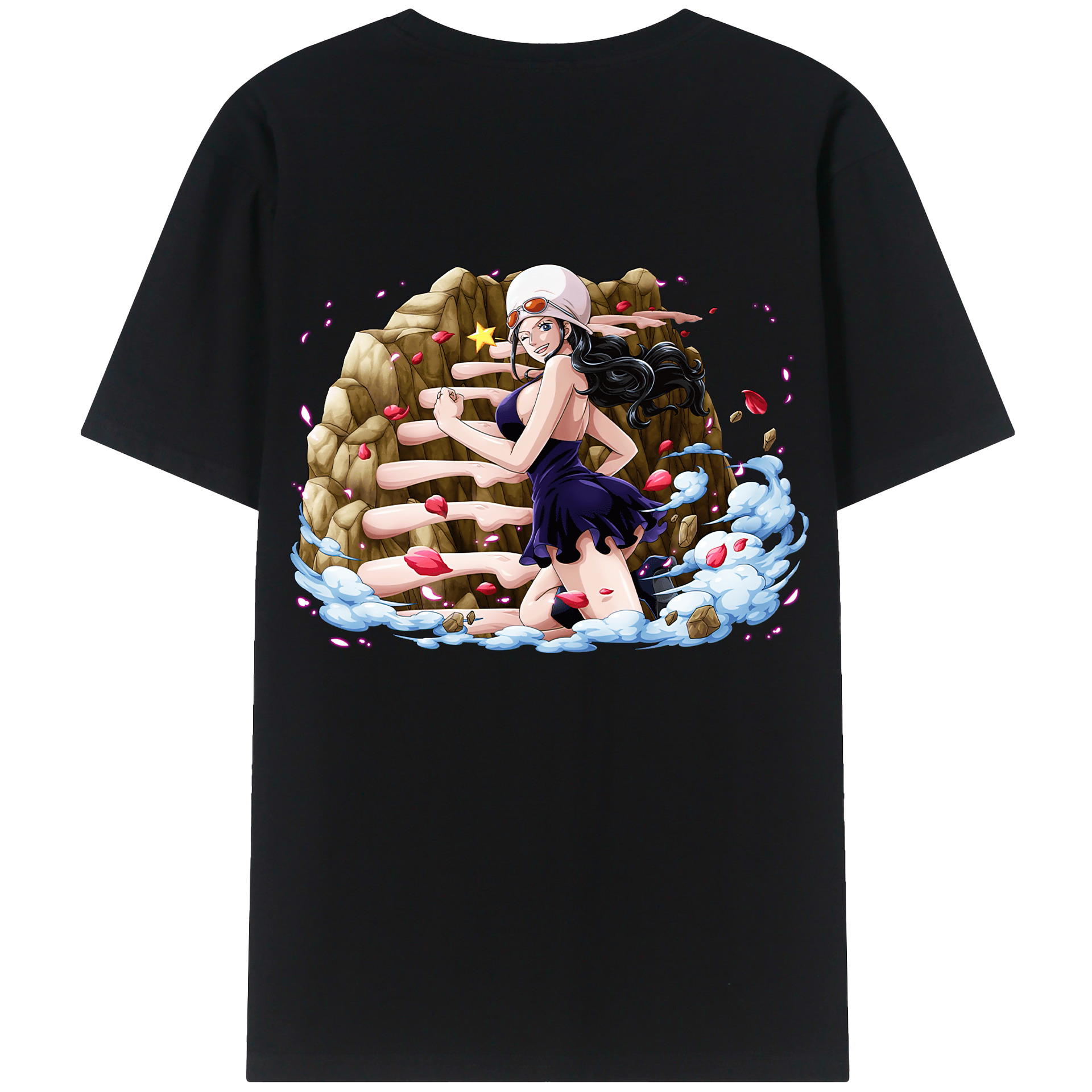 ワンピース ニコ・ロビン ONE PIECE Nico Robin 綿100％ メンズ半袖Tシャツ（バックプリント） 通気性