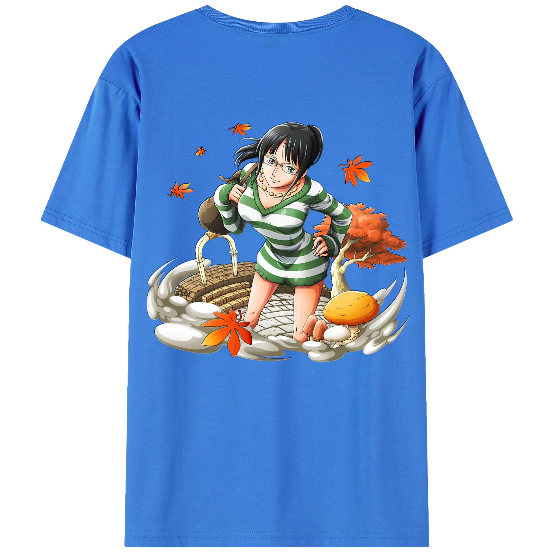 ワンピース ニコ・ロビン ONE PIECE Nico Robin 綿100％ メンズ半袖Tシャツ（バックプリント） 通気性