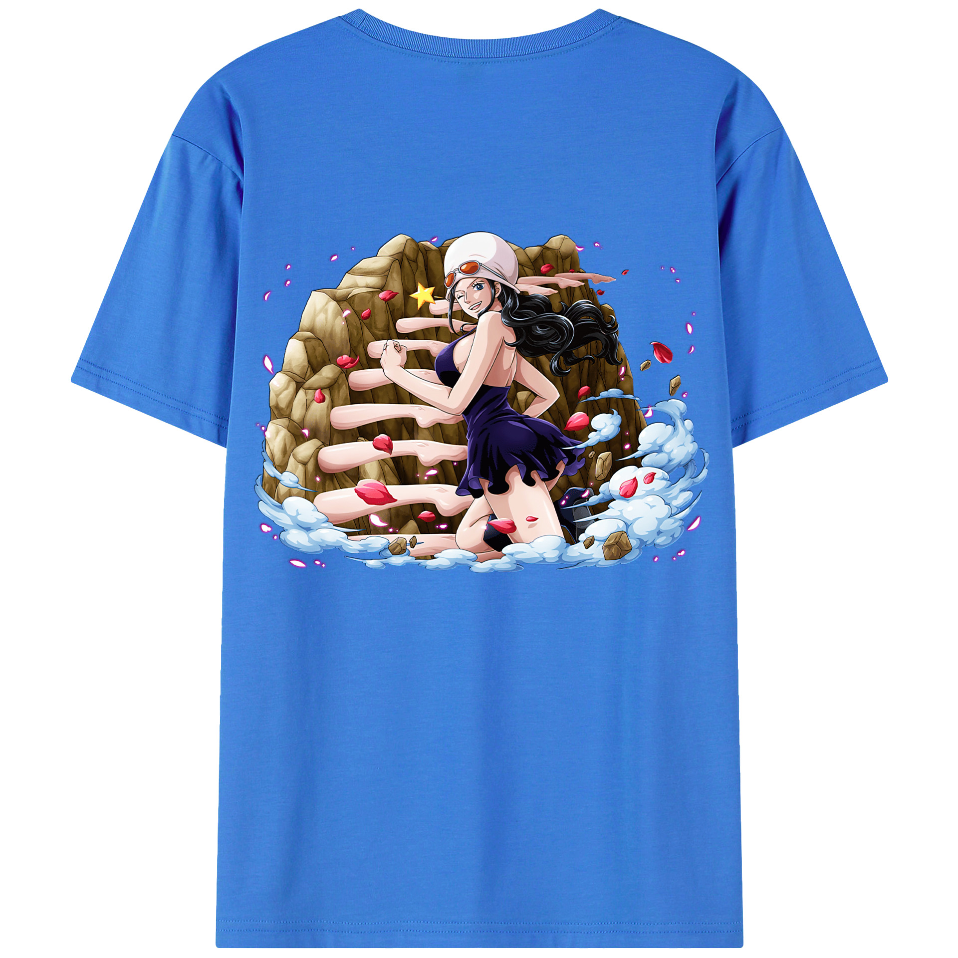 ワンピース ニコ・ロビン ONE PIECE Nico Robin 綿100％ メンズ半袖Tシャツ（バックプリント） 通気性