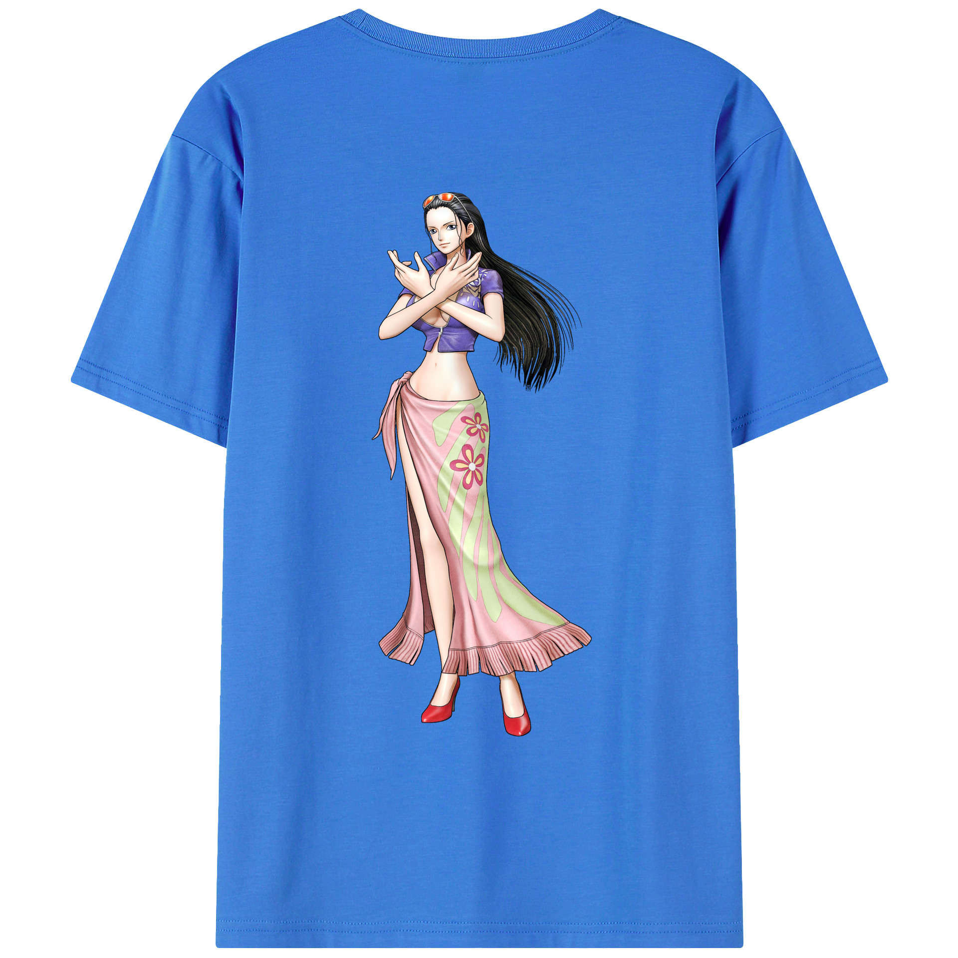 ワンピース ニコ・ロビン ONE PIECE Nico Robin 綿100％ メンズ半袖Tシャツ（バックプリント） 通気性