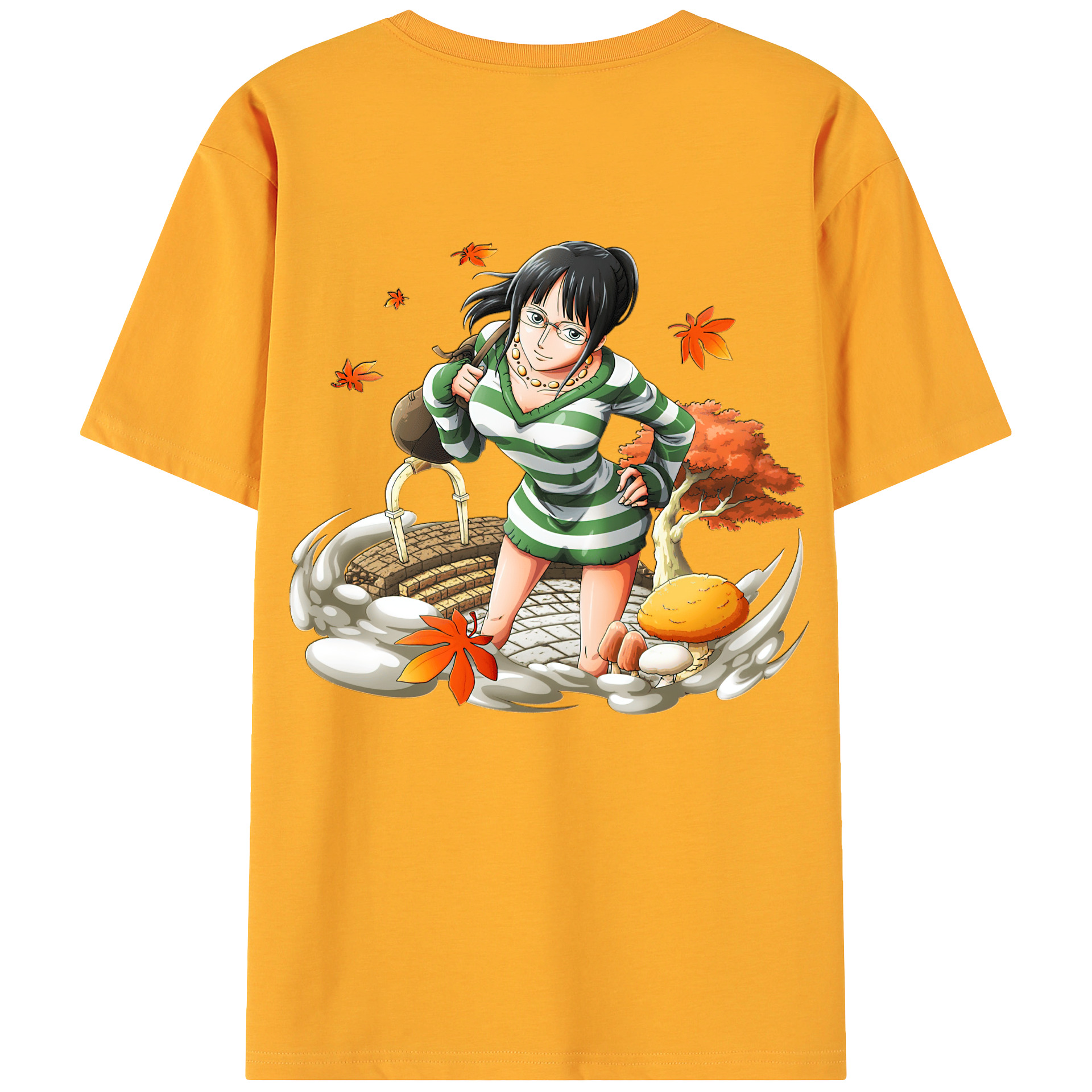 ワンピース ニコ・ロビン ONE PIECE Nico Robin 綿100％ メンズ半袖Tシャツ（バックプリント） 通気性