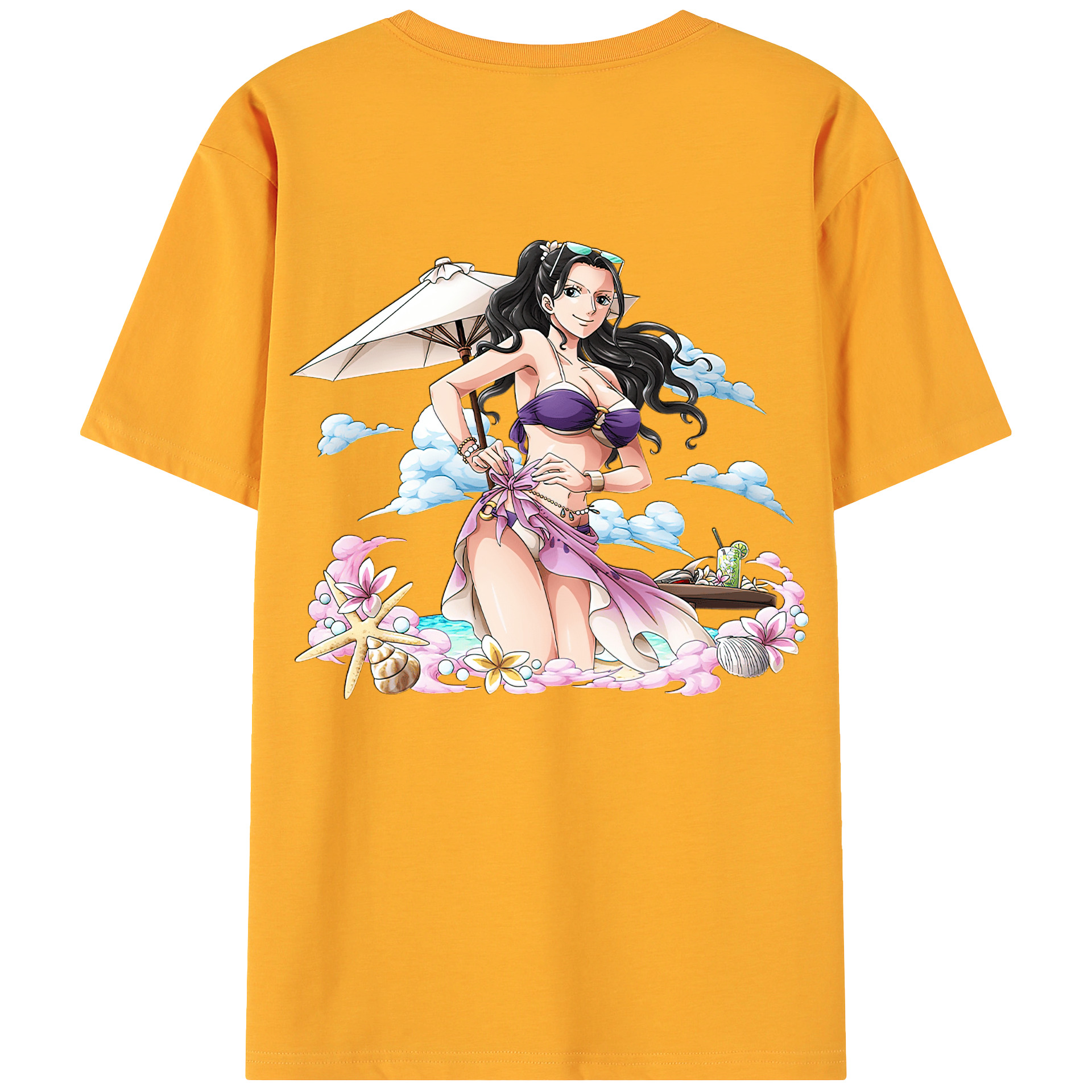 ワンピース ニコ・ロビン ONE PIECE Nico Robin 綿100％ メンズ半袖Tシャツ（バックプリント） 通気性