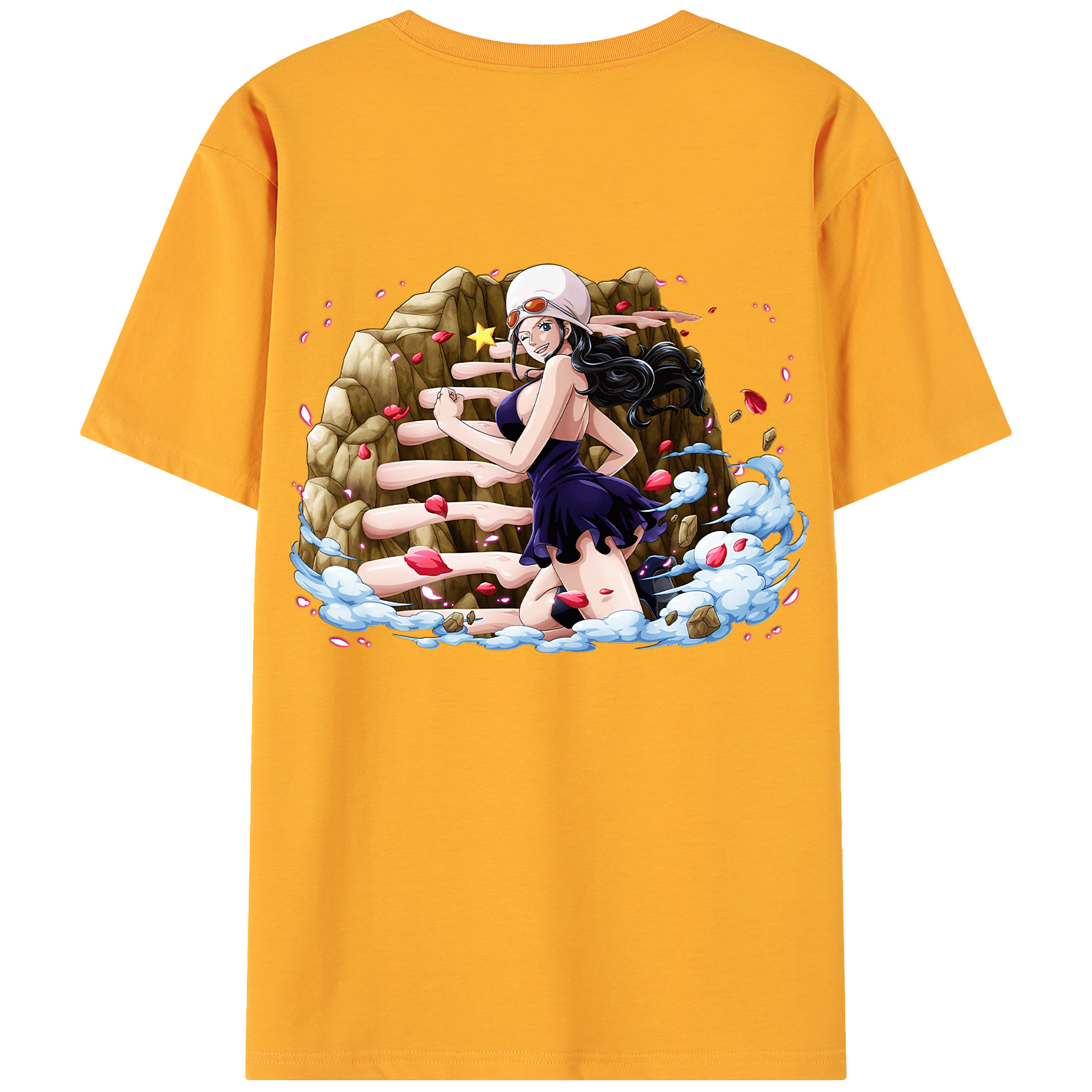 ワンピース ニコ・ロビン ONE PIECE Nico Robin 綿100％ メンズ半袖Tシャツ（バックプリント） 通気性