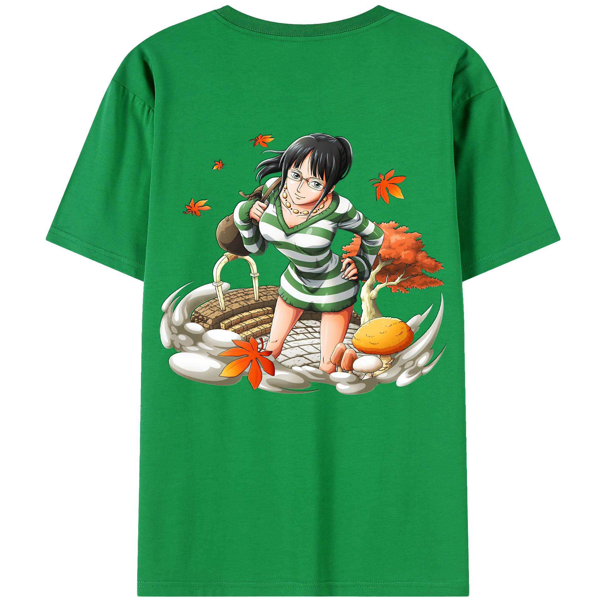 ワンピース ニコ・ロビン ONE PIECE Nico Robin 綿100％ メンズ半袖Tシャツ（バックプリント） 通気性
