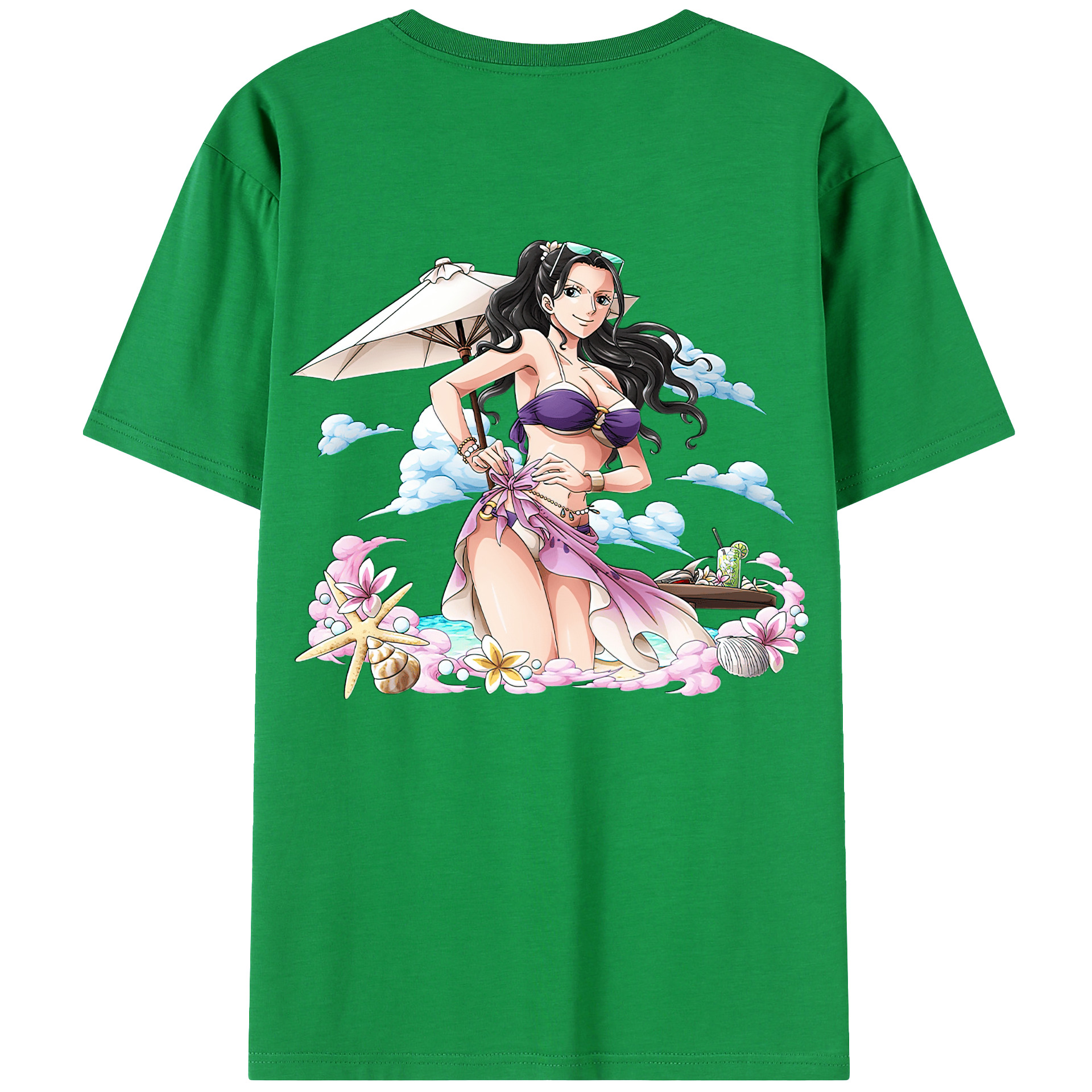 ワンピース ニコ・ロビン ONE PIECE Nico Robin 綿100％ メンズ半袖Tシャツ（バックプリント） 通気性