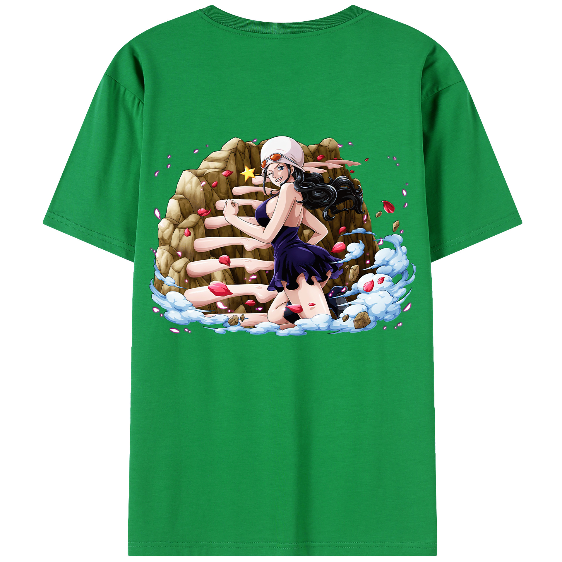 ワンピース ニコ・ロビン ONE PIECE Nico Robin 綿100％ メンズ半袖Tシャツ（バックプリント） 通気性