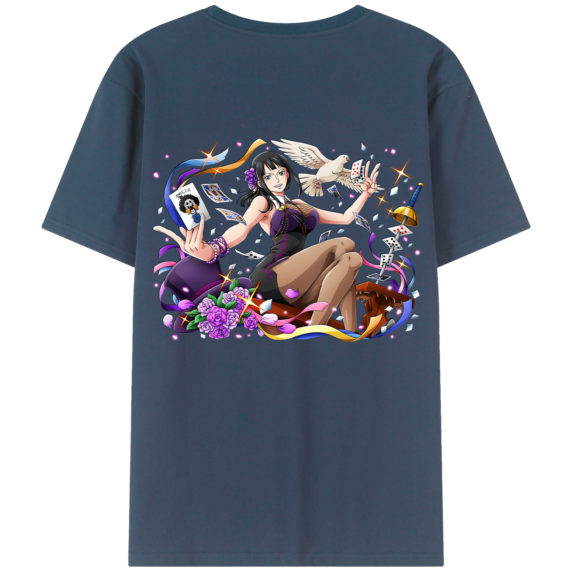 ワンピース ニコ・ロビン ONE PIECE Nico Robin 綿100％ メンズ半袖Tシャツ（バックプリント） 通気性