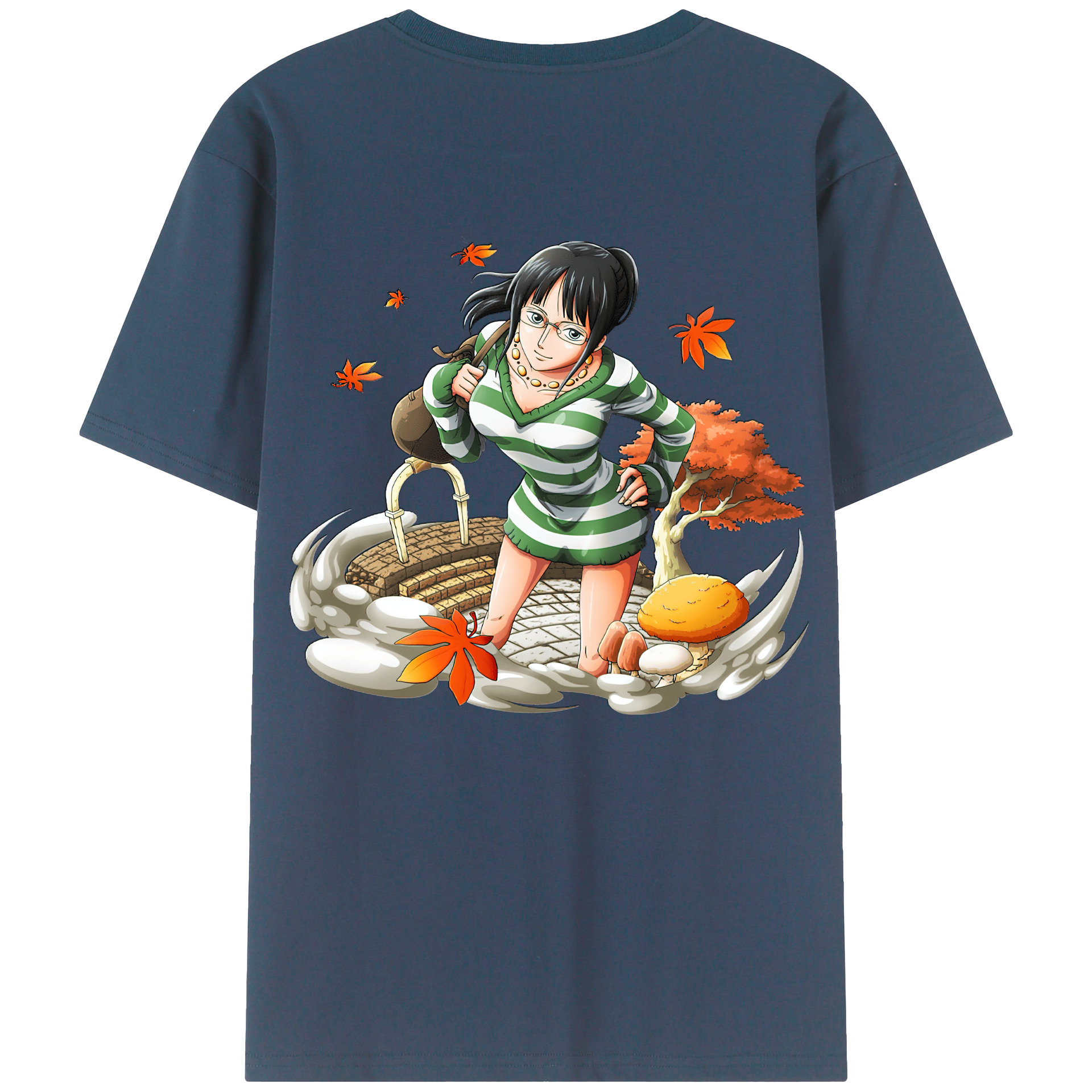 ワンピース ニコ・ロビン ONE PIECE Nico Robin 綿100％ メンズ半袖Tシャツ（バックプリント） 通気性