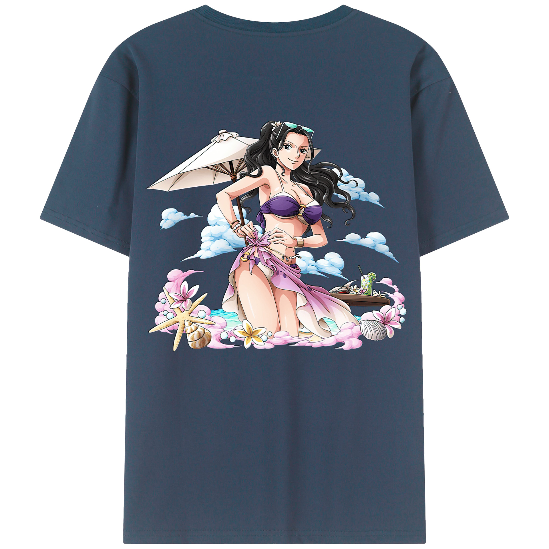 ワンピース ニコ・ロビン ONE PIECE Nico Robin 綿100％ メンズ半袖Tシャツ（バックプリント） 通気性