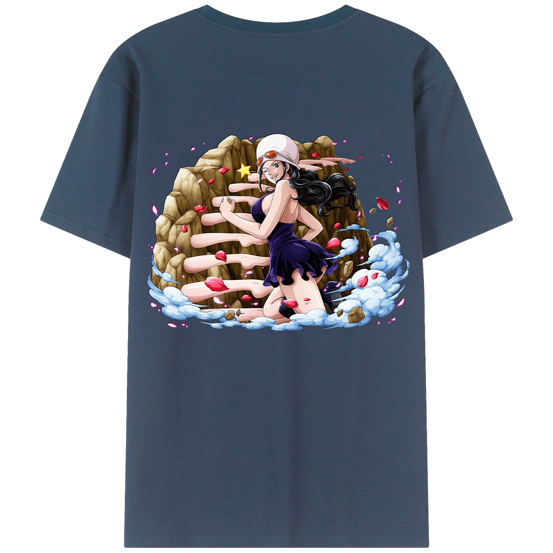 ワンピース ニコ・ロビン ONE PIECE Nico Robin 綿100％ メンズ半袖Tシャツ（バックプリント） 通気性