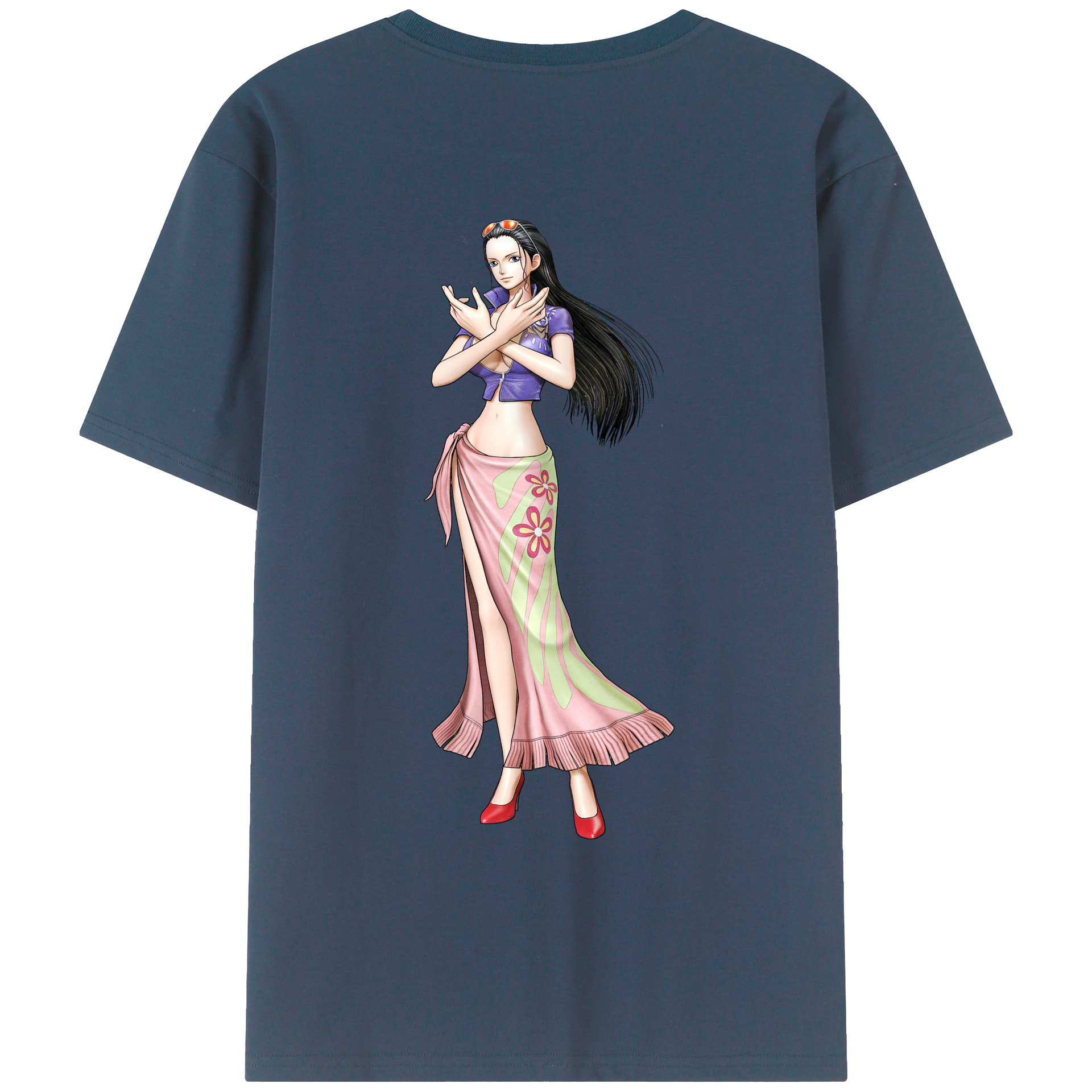 ワンピース ニコ・ロビン ONE PIECE Nico Robin 綿100％ メンズ半袖Tシャツ（バックプリント） 通気性