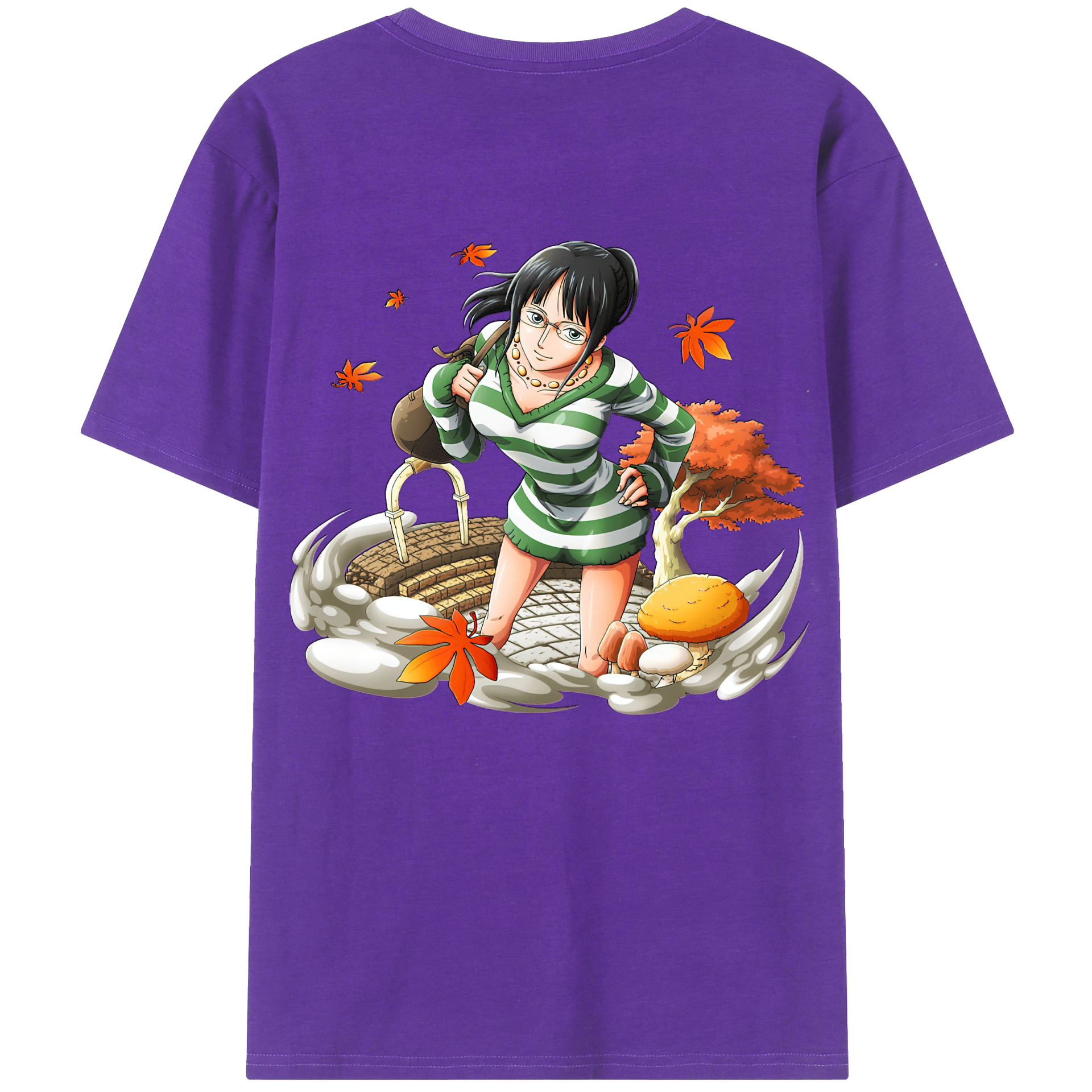 ワンピース ニコ・ロビン ONE PIECE Nico Robin 綿100％ メンズ半袖Tシャツ（バックプリント） 通気性