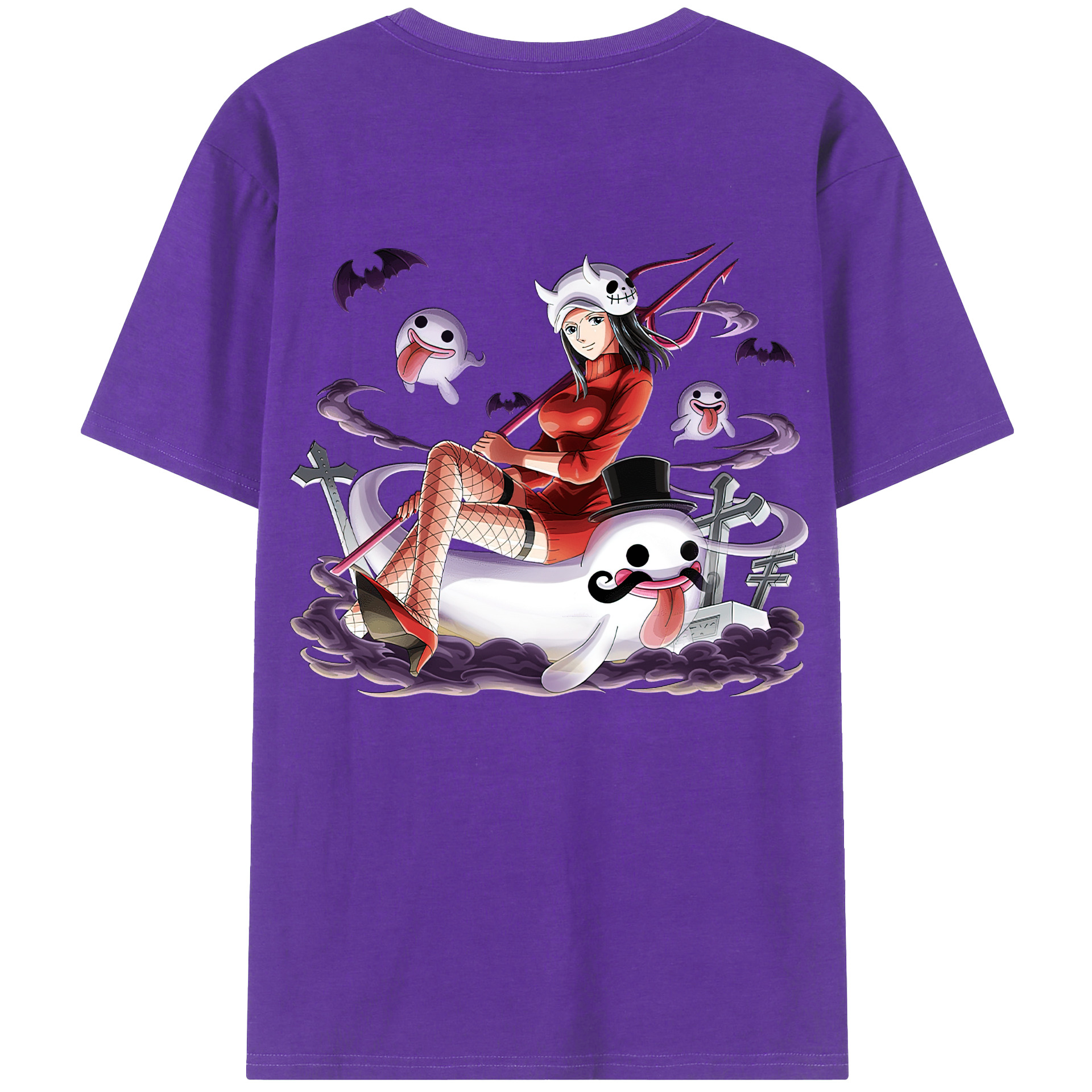 ワンピース ニコ・ロビン ONE PIECE Nico Robin 綿100％ メンズ半袖Tシャツ（バックプリント） 通気性