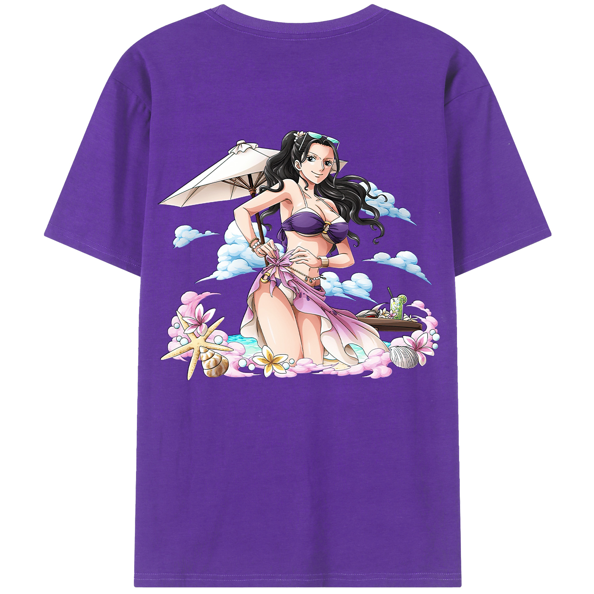 ワンピース ニコ・ロビン ONE PIECE Nico Robin 綿100％ メンズ半袖Tシャツ（バックプリント） 通気性