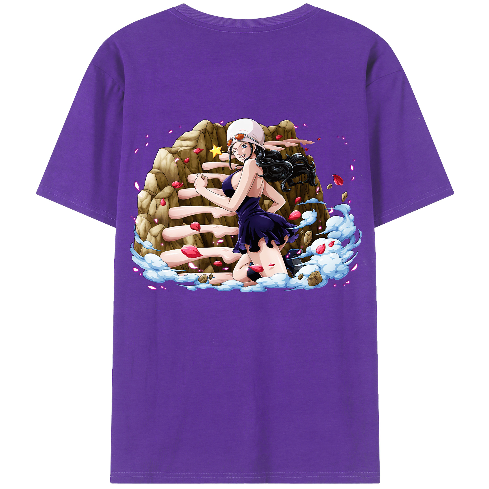 ワンピース ニコ・ロビン ONE PIECE Nico Robin 綿100％ メンズ半袖Tシャツ（バックプリント） 通気性