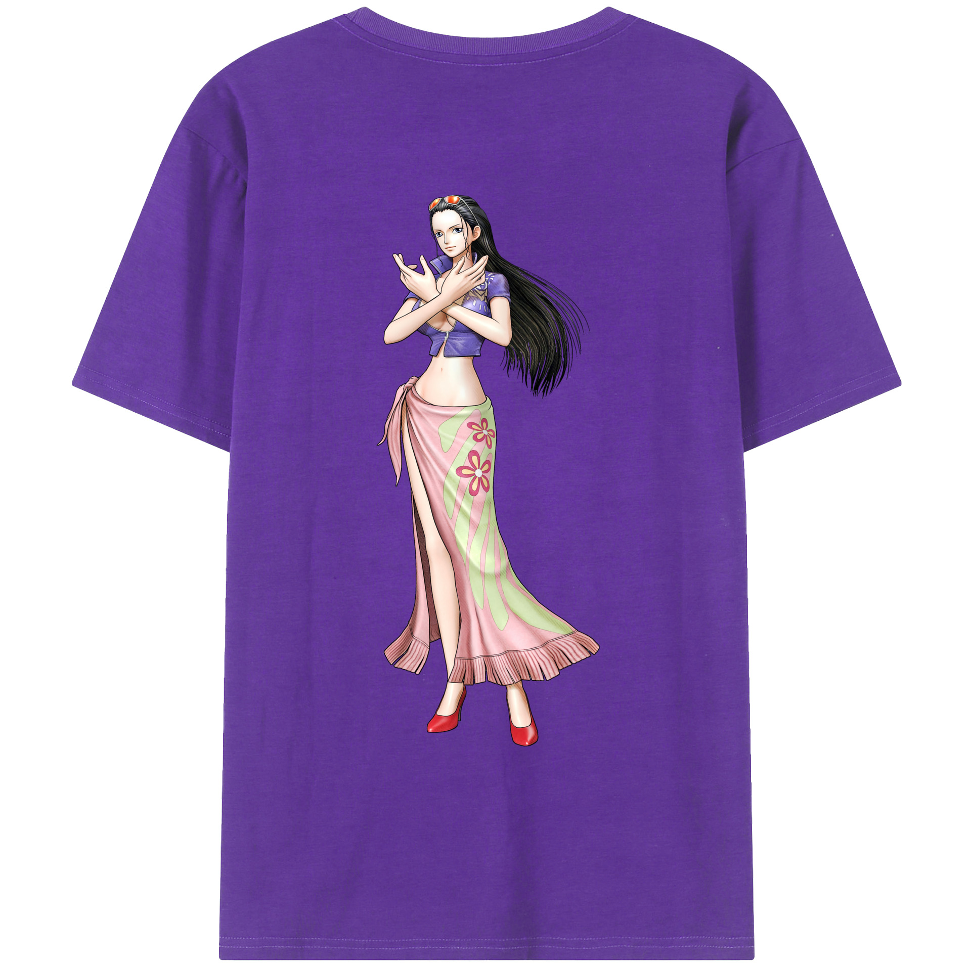ワンピース ニコ・ロビン ONE PIECE Nico Robin 綿100％ メンズ半袖Tシャツ（バックプリント） 通気性