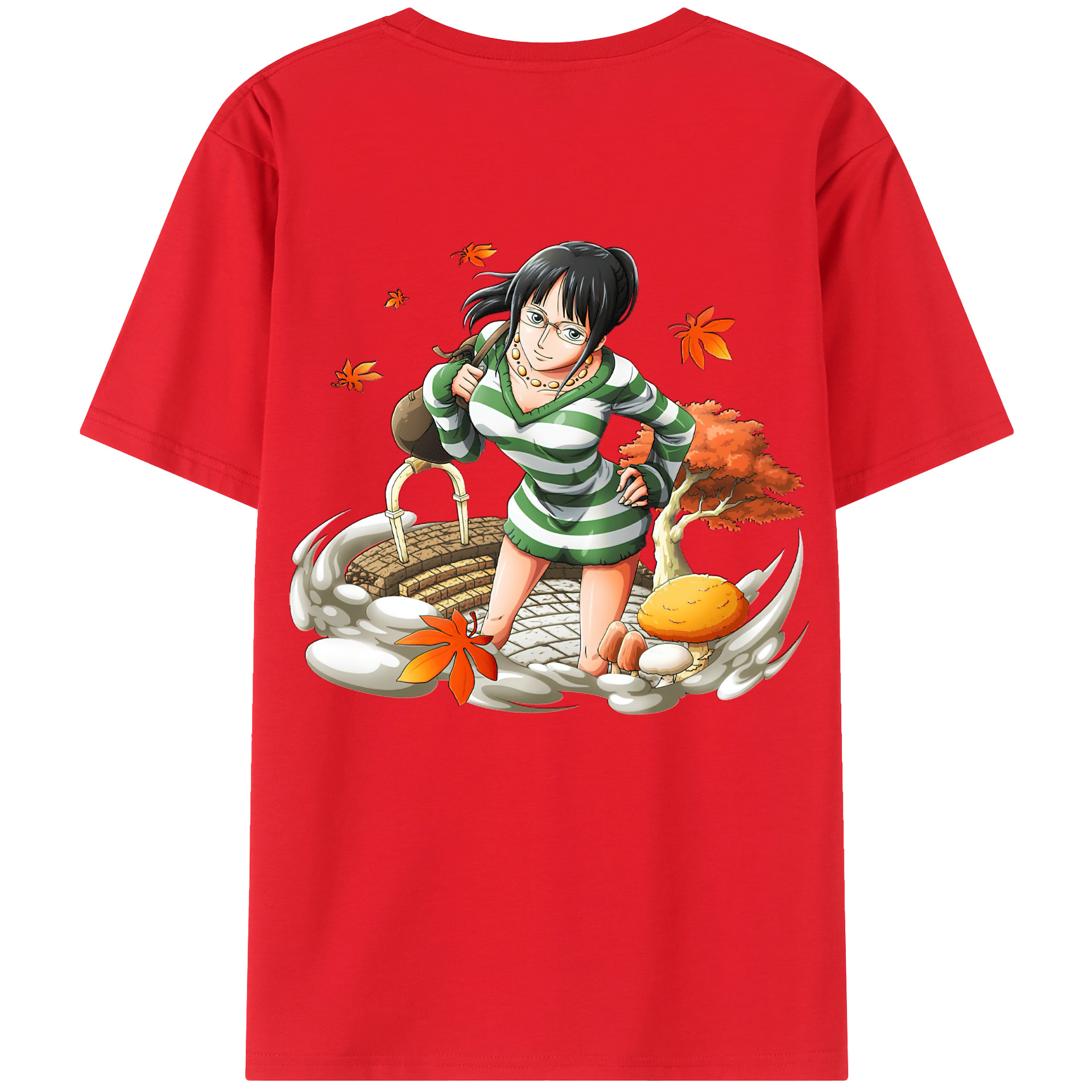 ワンピース ニコ・ロビン ONE PIECE Nico Robin 綿100％ メンズ半袖Tシャツ（バックプリント） 通気性