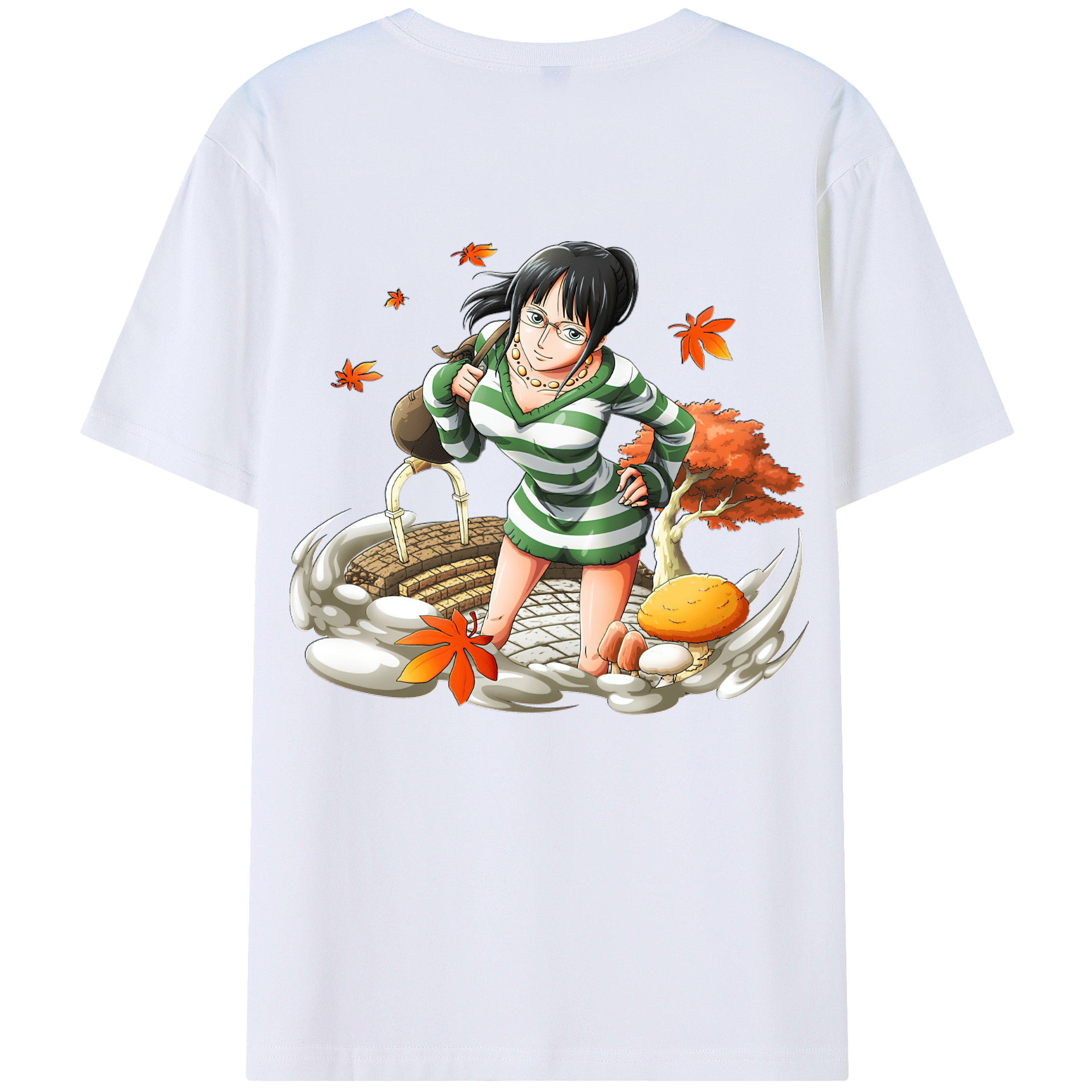 （画像用） ワンピース ニコ・ロビン ONE PIECE Nico Robin 綿100％ メンズ半袖Tシャツ（バックプリント） 通気性
