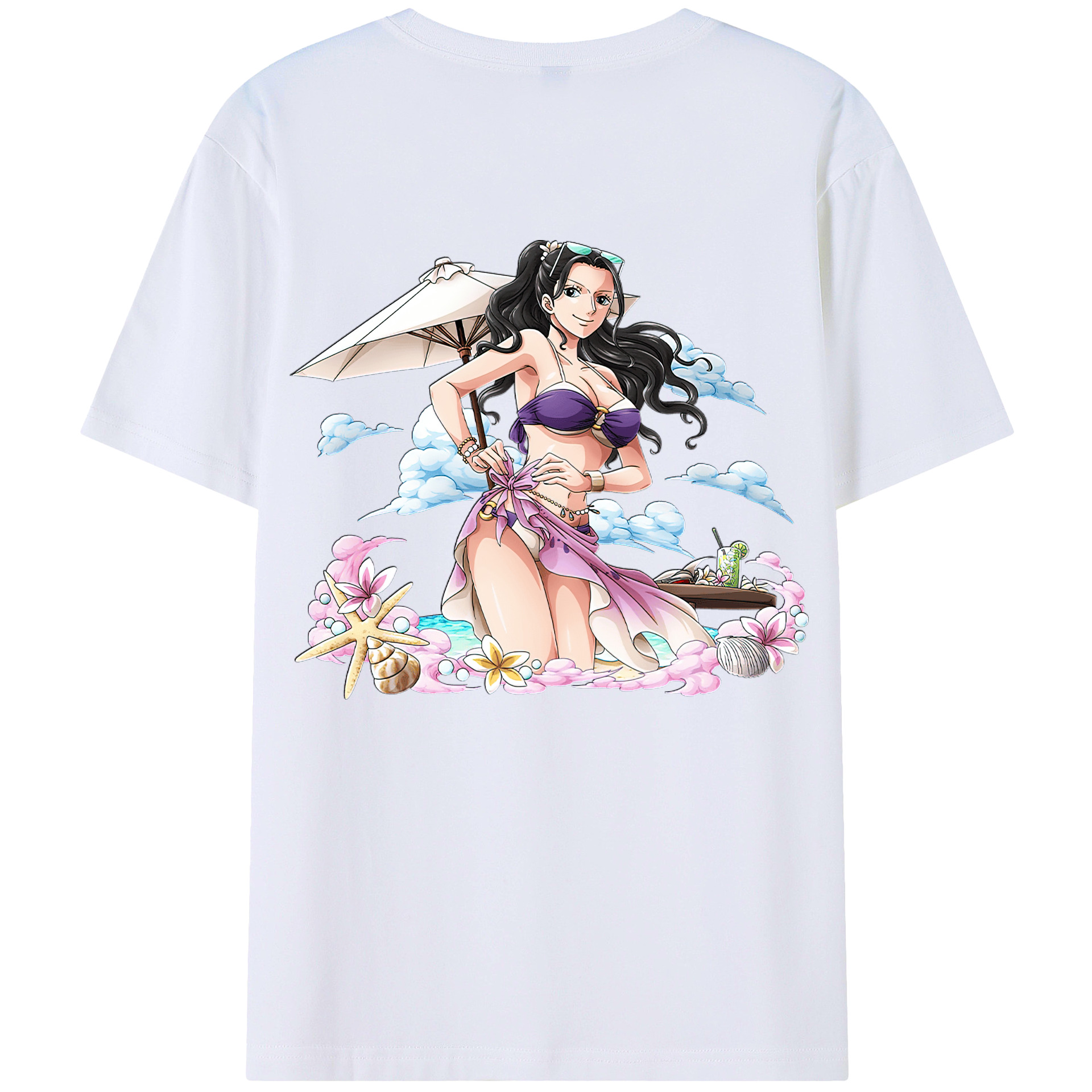 （画像用） ワンピース ニコ・ロビン ONE PIECE Nico Robin 綿100％ メンズ半袖Tシャツ（バックプリント） 通気性