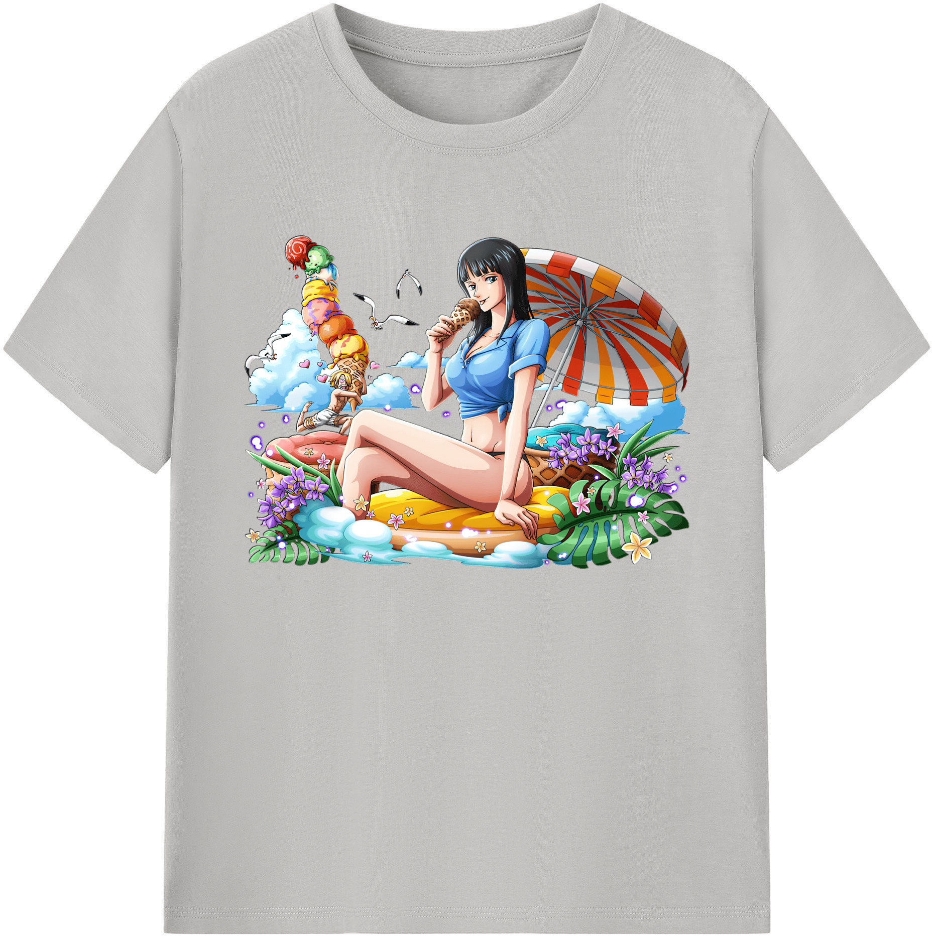 ワンピース ニコ・ロビン ONE PIECE Nico Robin 綿100％ メンズ半袖Tシャツ｜肌触りやわらか＆通気性