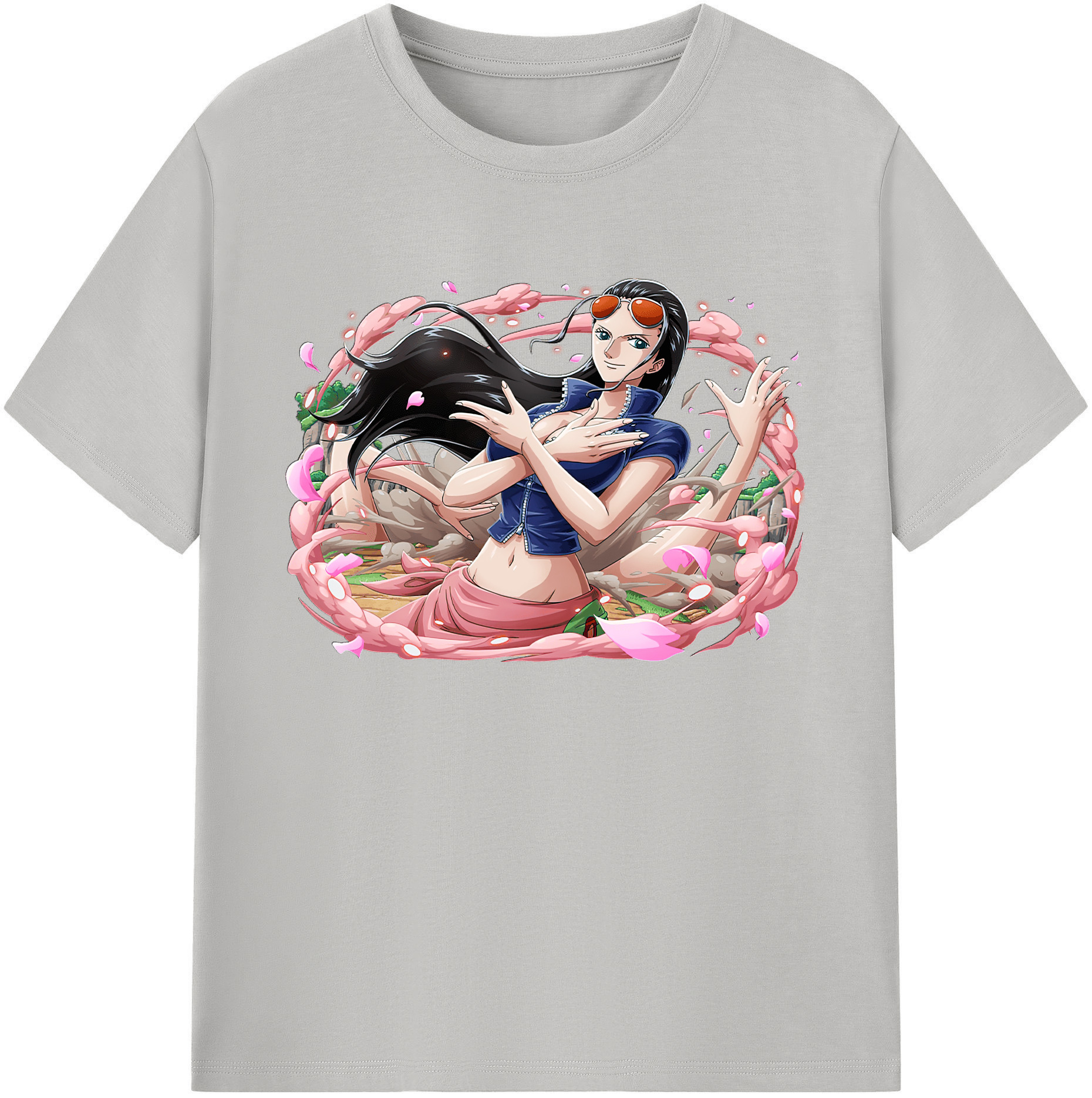 ワンピース ニコ・ロビン ONE PIECE Nico Robin 綿100％ メンズ半袖Tシャツ｜肌触りやわらか＆通気性