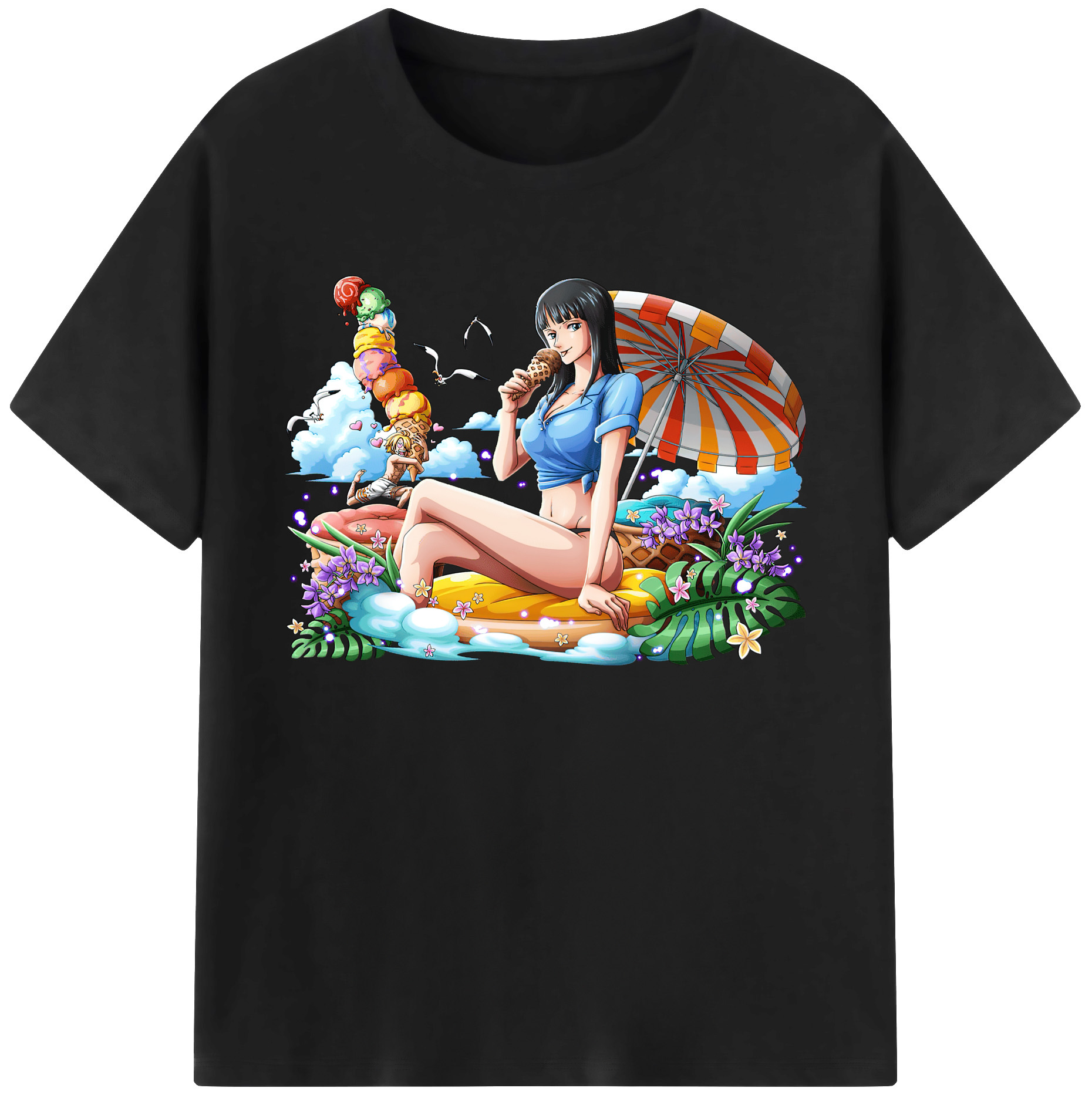 ワンピース ニコ・ロビン ONE PIECE Nico Robin 綿100％ メンズ半袖Tシャツ｜肌触りやわらか＆通気性
