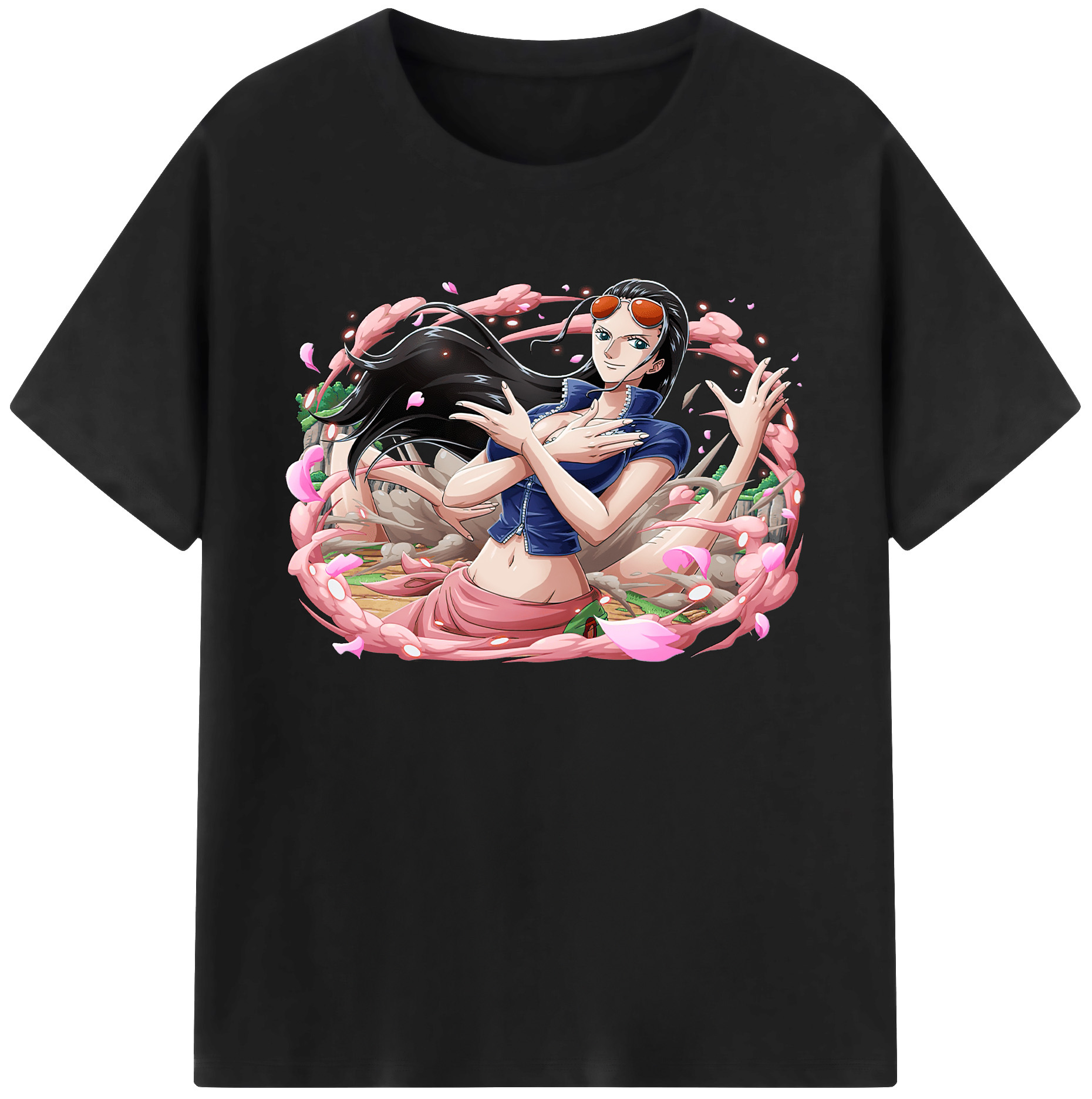 ワンピース ニコ・ロビン ONE PIECE Nico Robin 綿100％ メンズ半袖Tシャツ｜肌触りやわらか＆通気性
