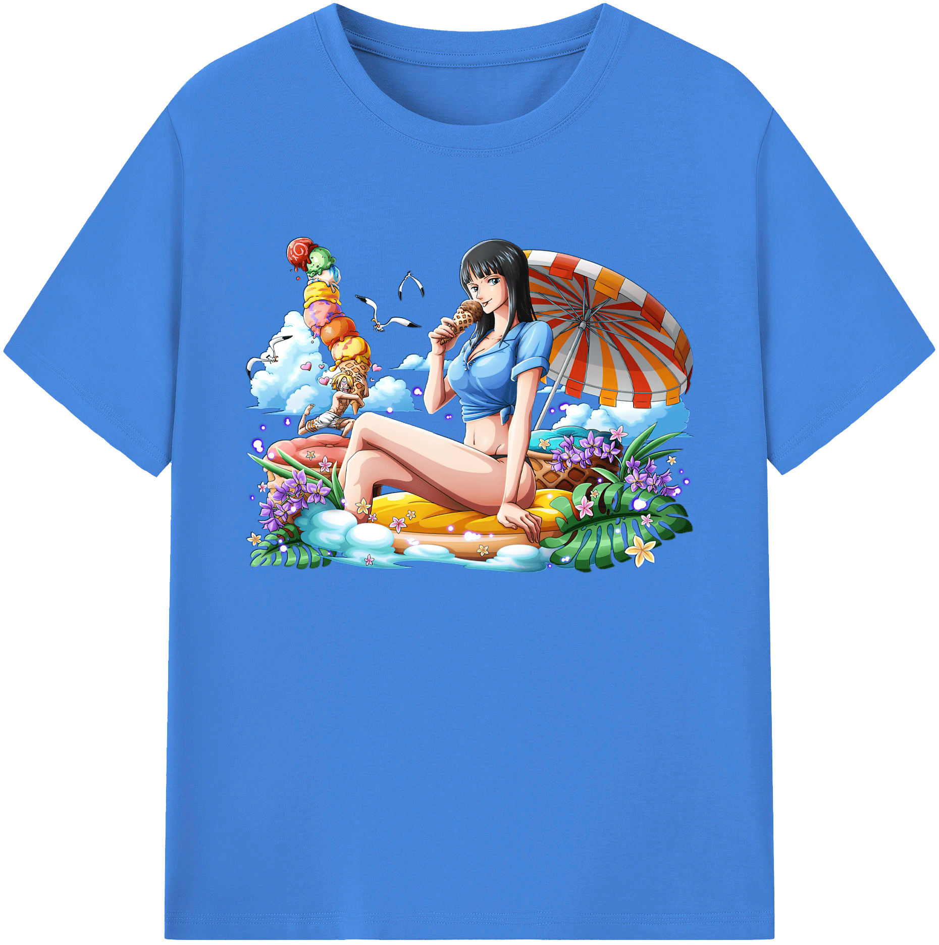 ワンピース ニコ・ロビン ONE PIECE Nico Robin 綿100％ メンズ半袖Tシャツ｜肌触りやわらか＆通気性