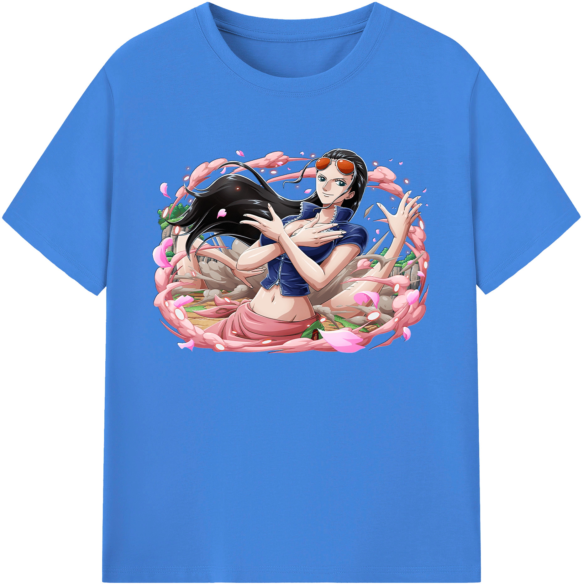 ワンピース ニコ・ロビン ONE PIECE Nico Robin 綿100％ メンズ半袖Tシャツ｜肌触りやわらか＆通気性