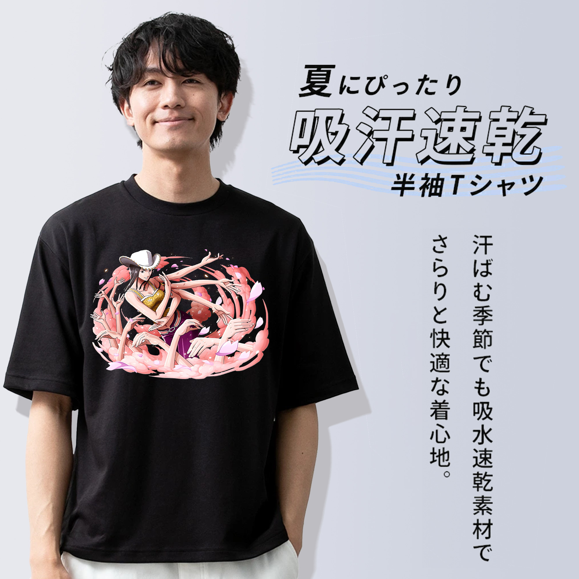 ワンピース ニコ・ロビン ONE PIECE Nico Robin 綿100％ メンズ半袖Tシャツ｜肌触りやわらか＆通気性