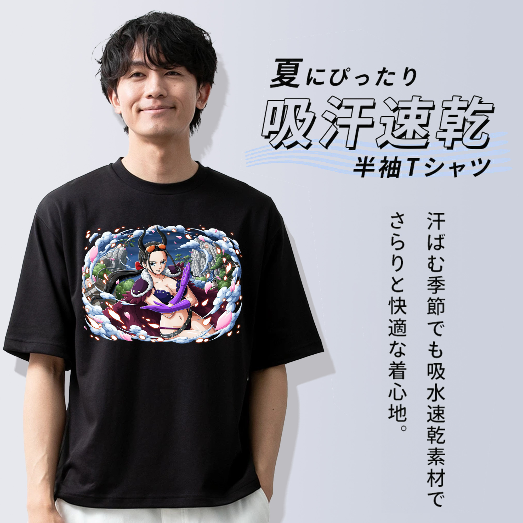 ワンピース ニコ・ロビン ONE PIECE Nico Robin 綿100％ メンズ半袖Tシャツ｜肌触りやわらか＆通気性