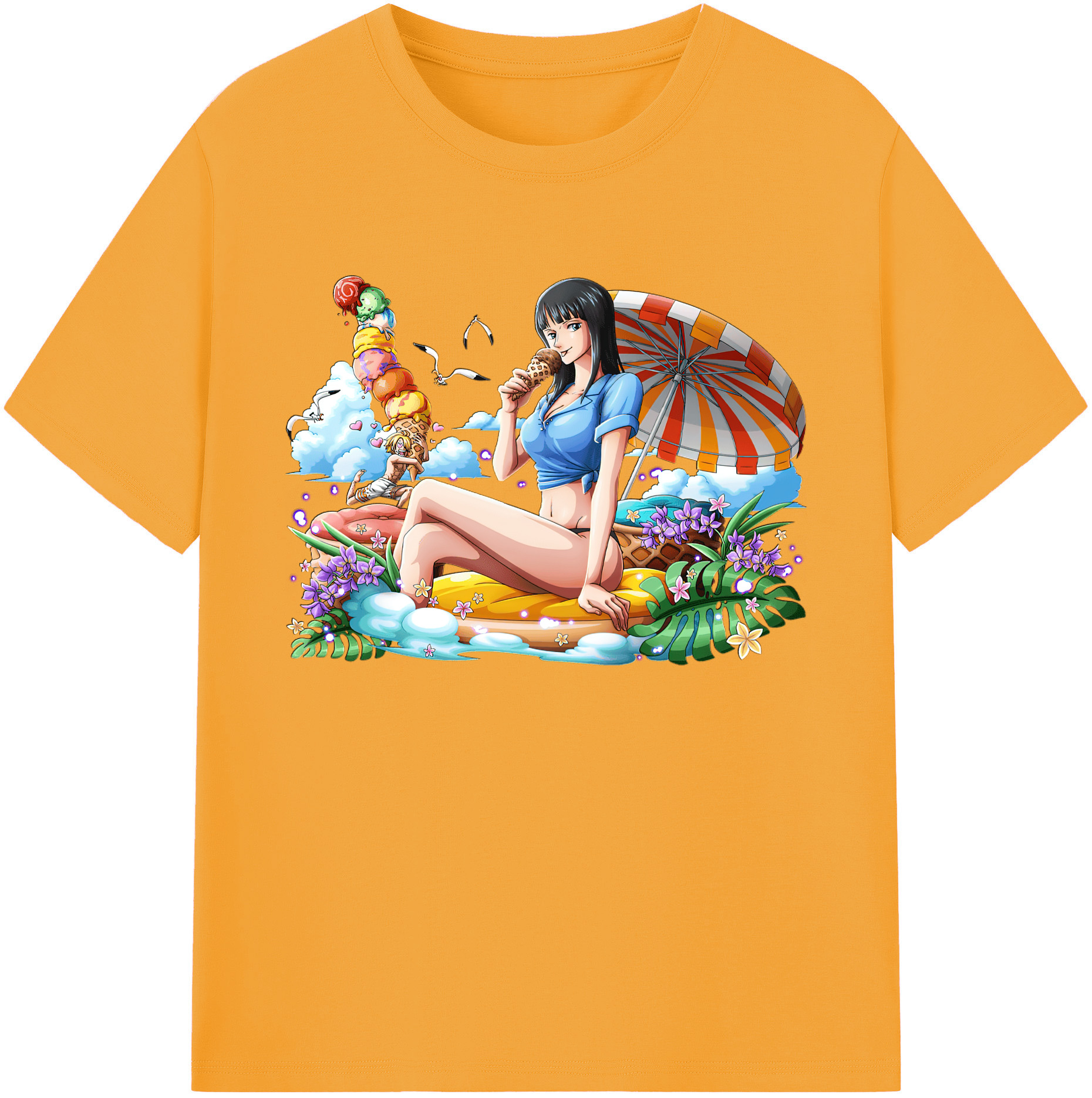 ワンピース ニコ・ロビン ONE PIECE Nico Robin 綿100％ メンズ半袖Tシャツ｜肌触りやわらか＆通気性