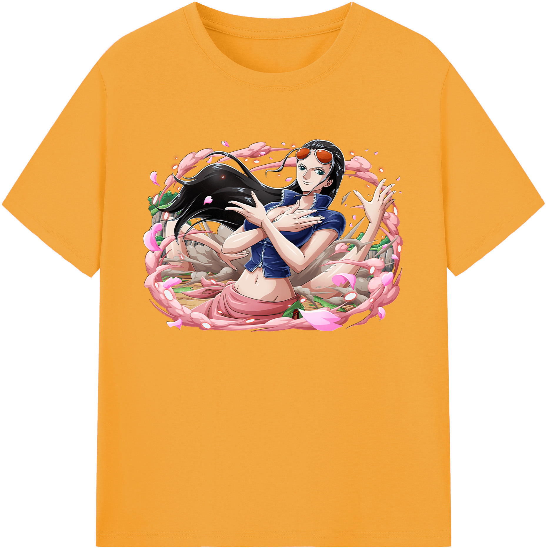ワンピース ニコ・ロビン ONE PIECE Nico Robin 綿100％ メンズ半袖Tシャツ｜肌触りやわらか＆通気性