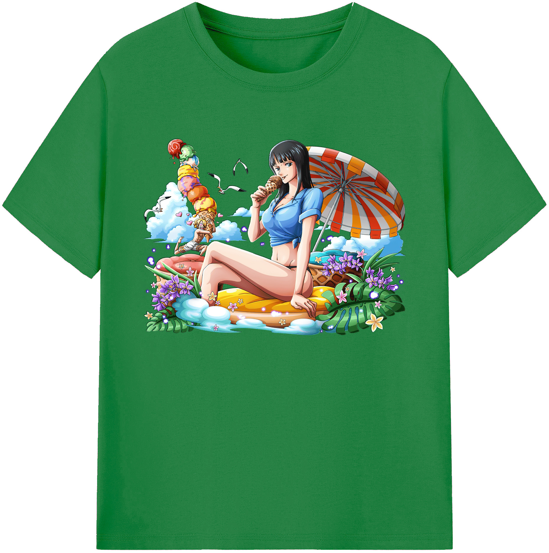 ワンピース ニコ・ロビン ONE PIECE Nico Robin 綿100％ メンズ半袖Tシャツ｜肌触りやわらか＆通気性