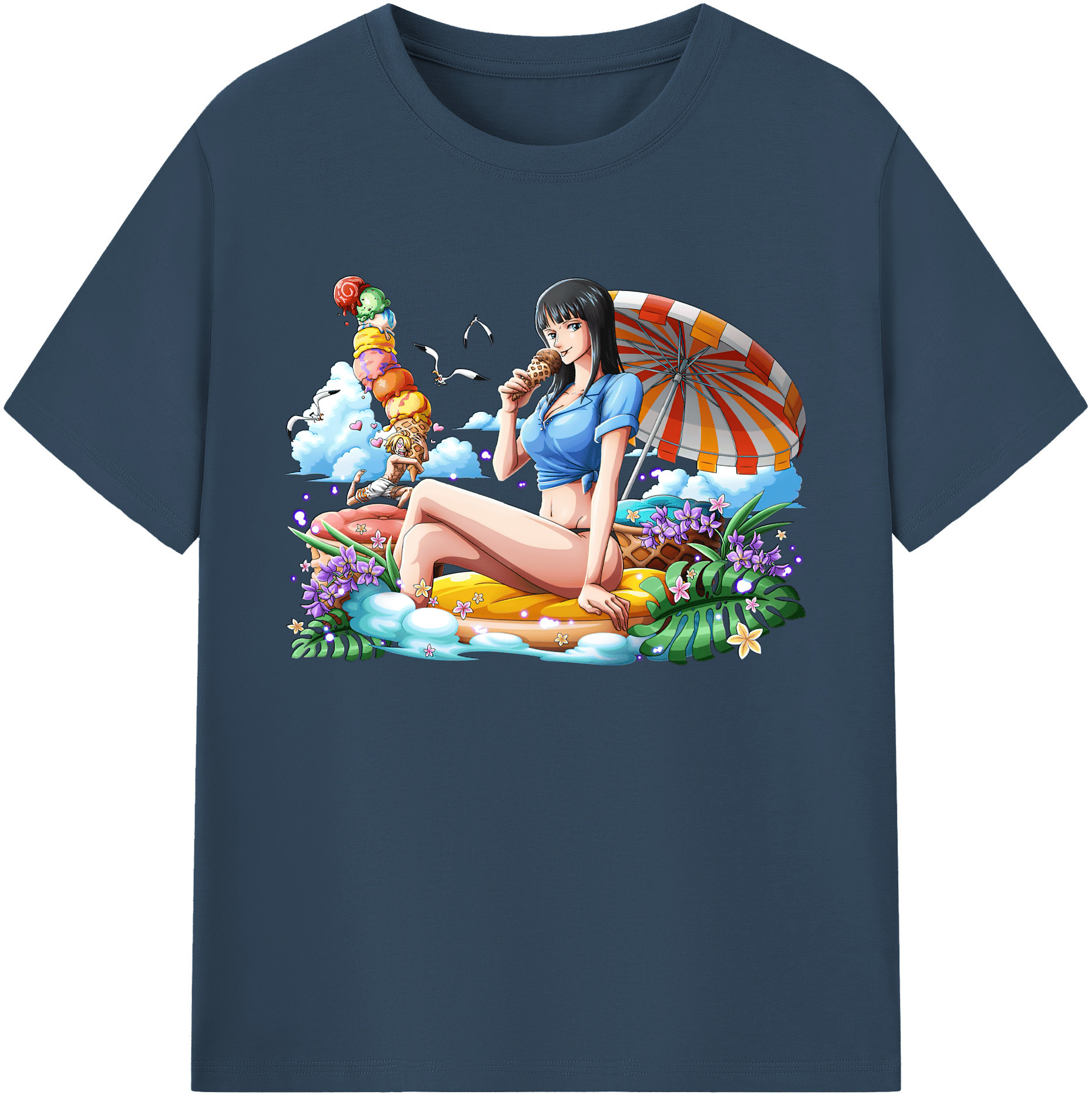 ワンピース ニコ・ロビン ONE PIECE Nico Robin 綿100％ メンズ半袖Tシャツ｜肌触りやわらか＆通気性