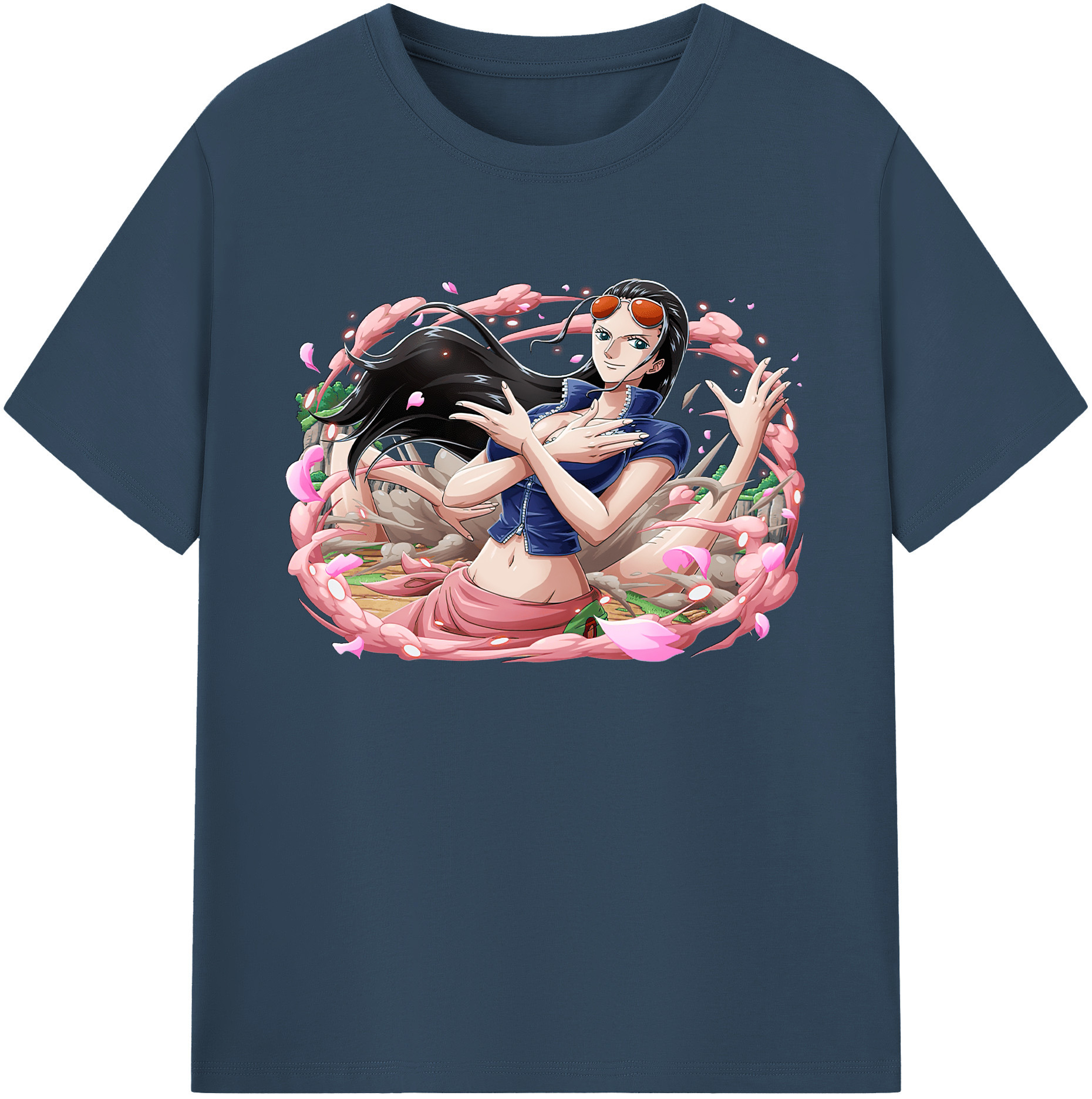 ワンピース ニコ・ロビン ONE PIECE Nico Robin 綿100％ メンズ半袖Tシャツ｜肌触りやわらか＆通気性