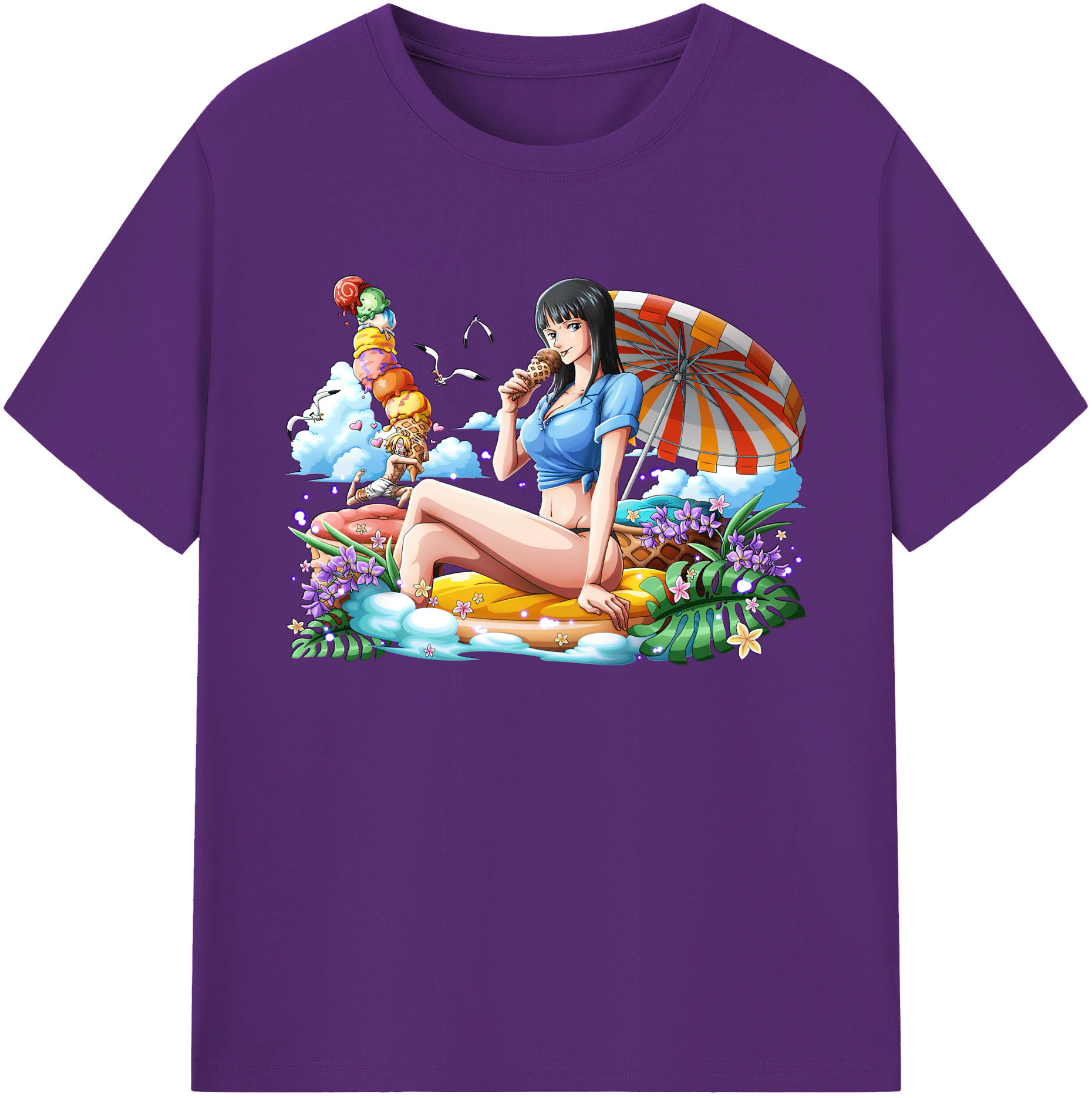 ワンピース ニコ・ロビン ONE PIECE Nico Robin 綿100％ メンズ半袖Tシャツ｜肌触りやわらか＆通気性