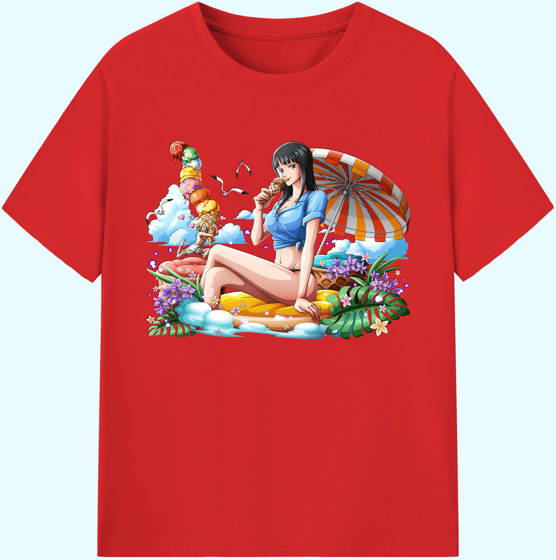 ワンピース ニコ・ロビン ONE PIECE Nico Robin 綿100％ メンズ半袖Tシャツ｜肌触りやわらか＆通気性